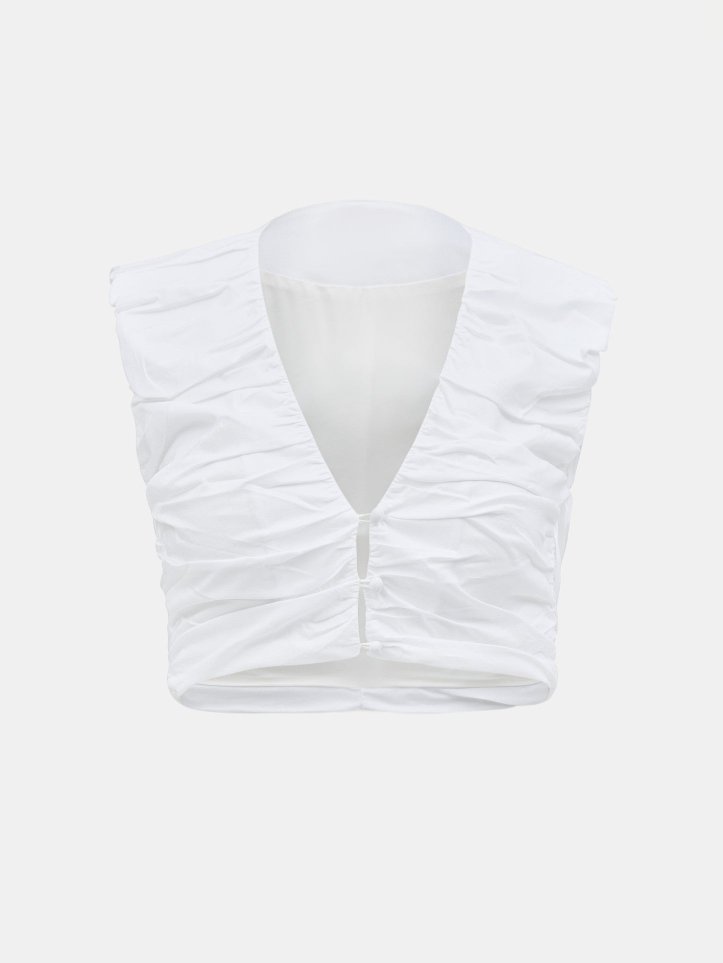 Ruched Poplin Blouse, White
