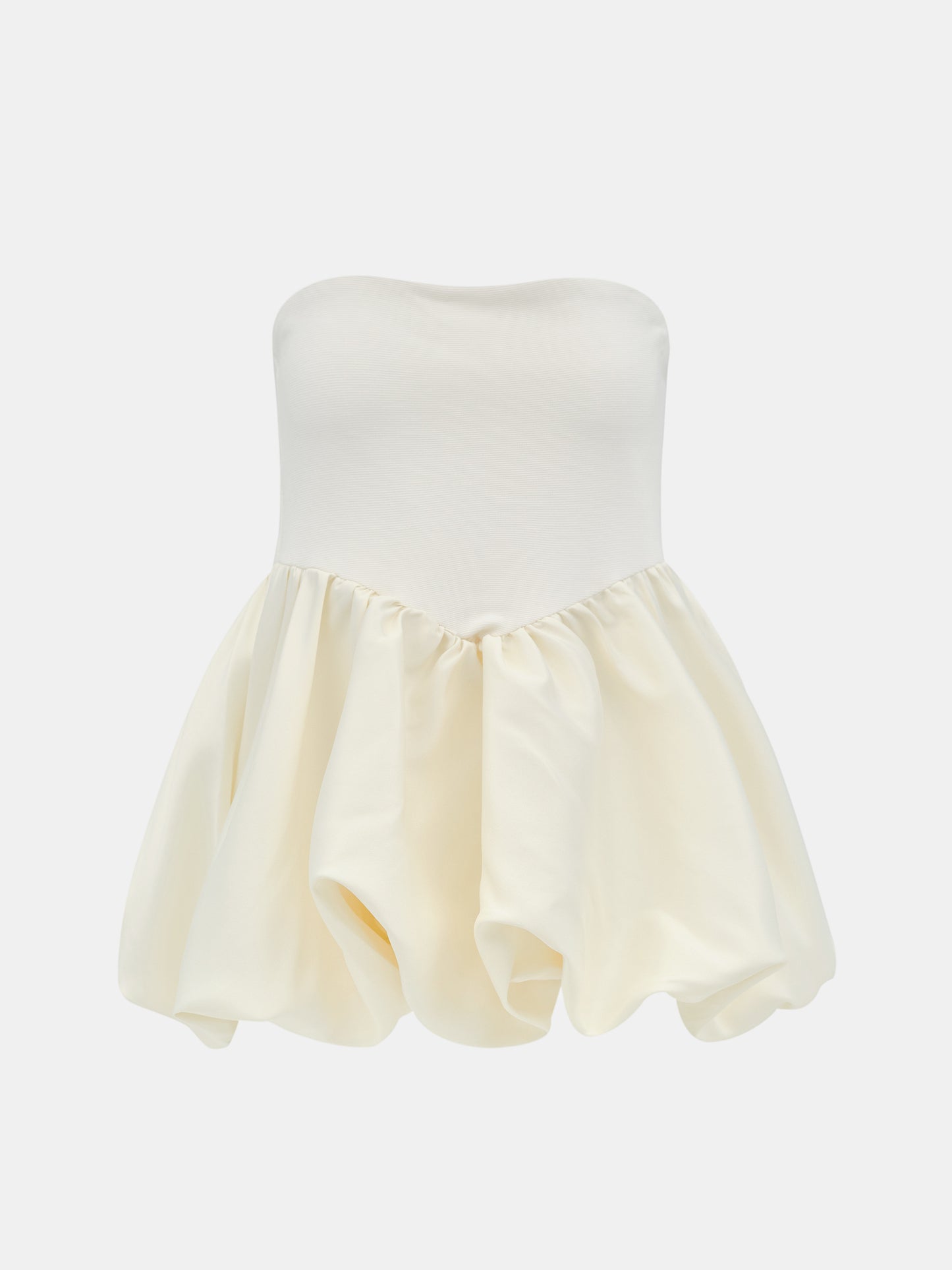 Puff Hem Taffeta Top, Ivory