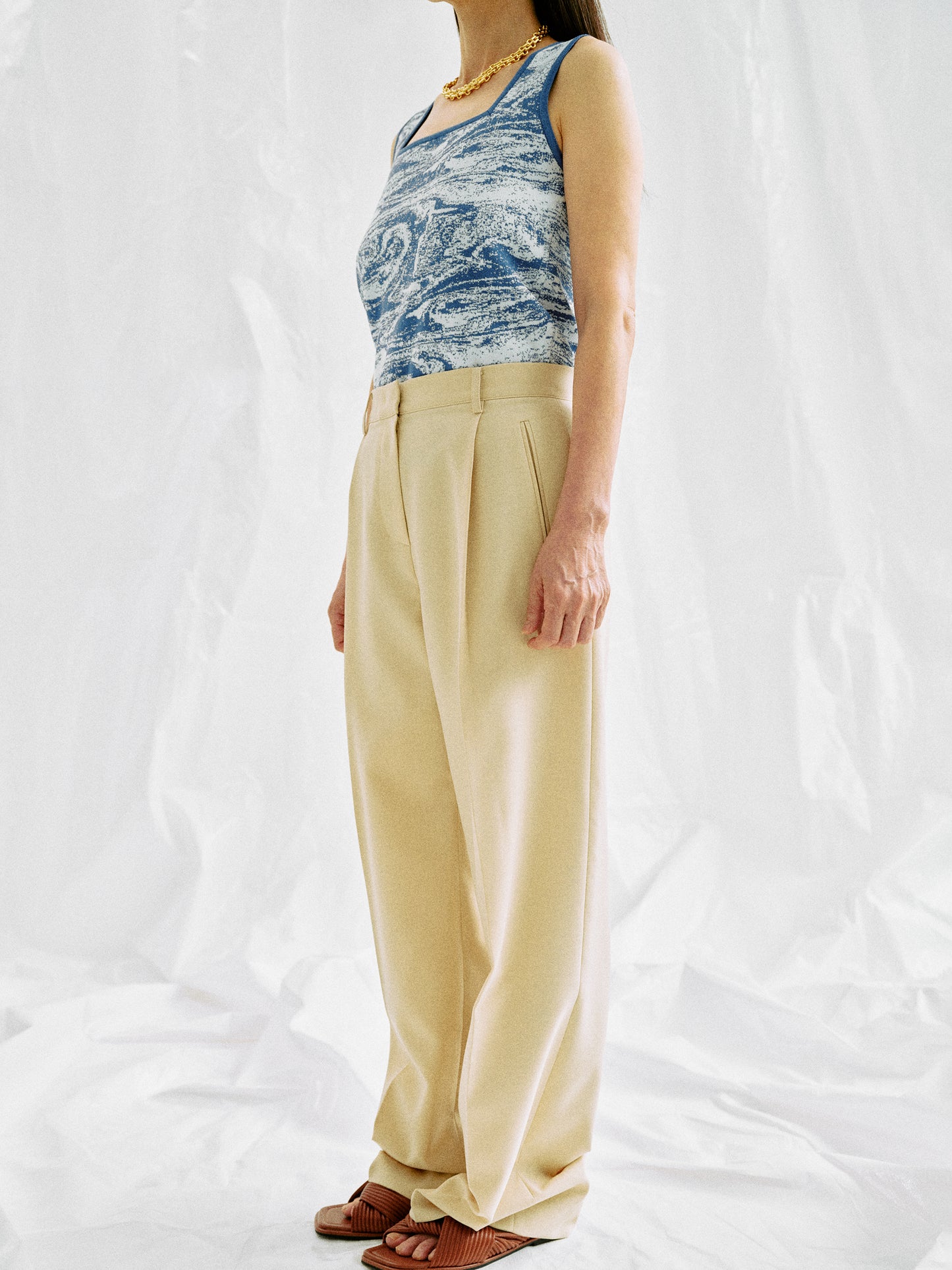 Off-Centre Suit Trousers, Light Yellow