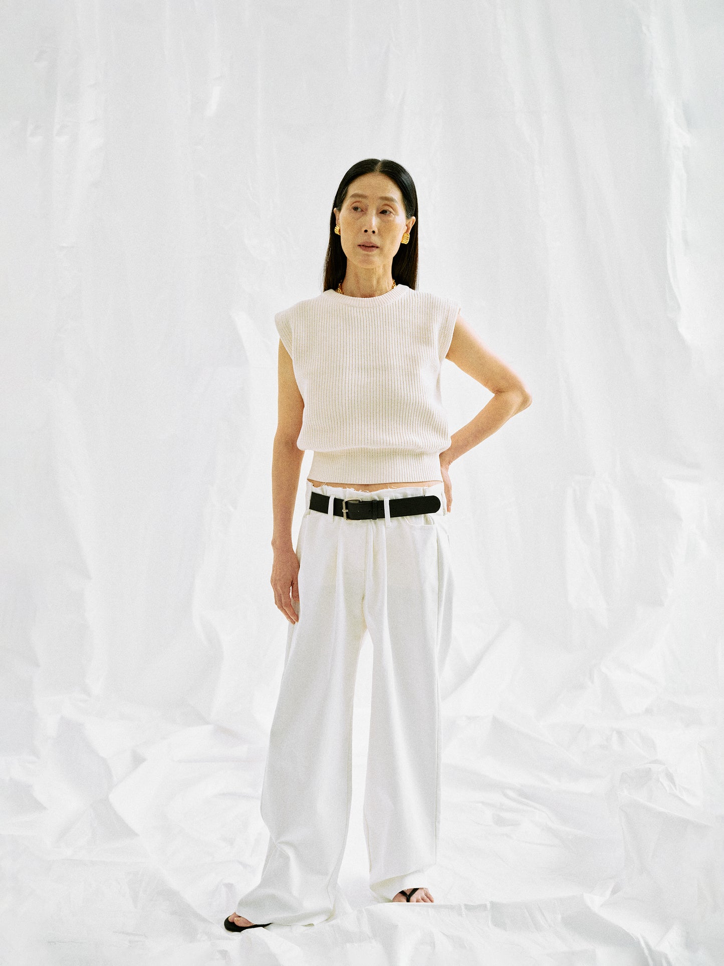 Cap Sleeve Knit Top, Ivory