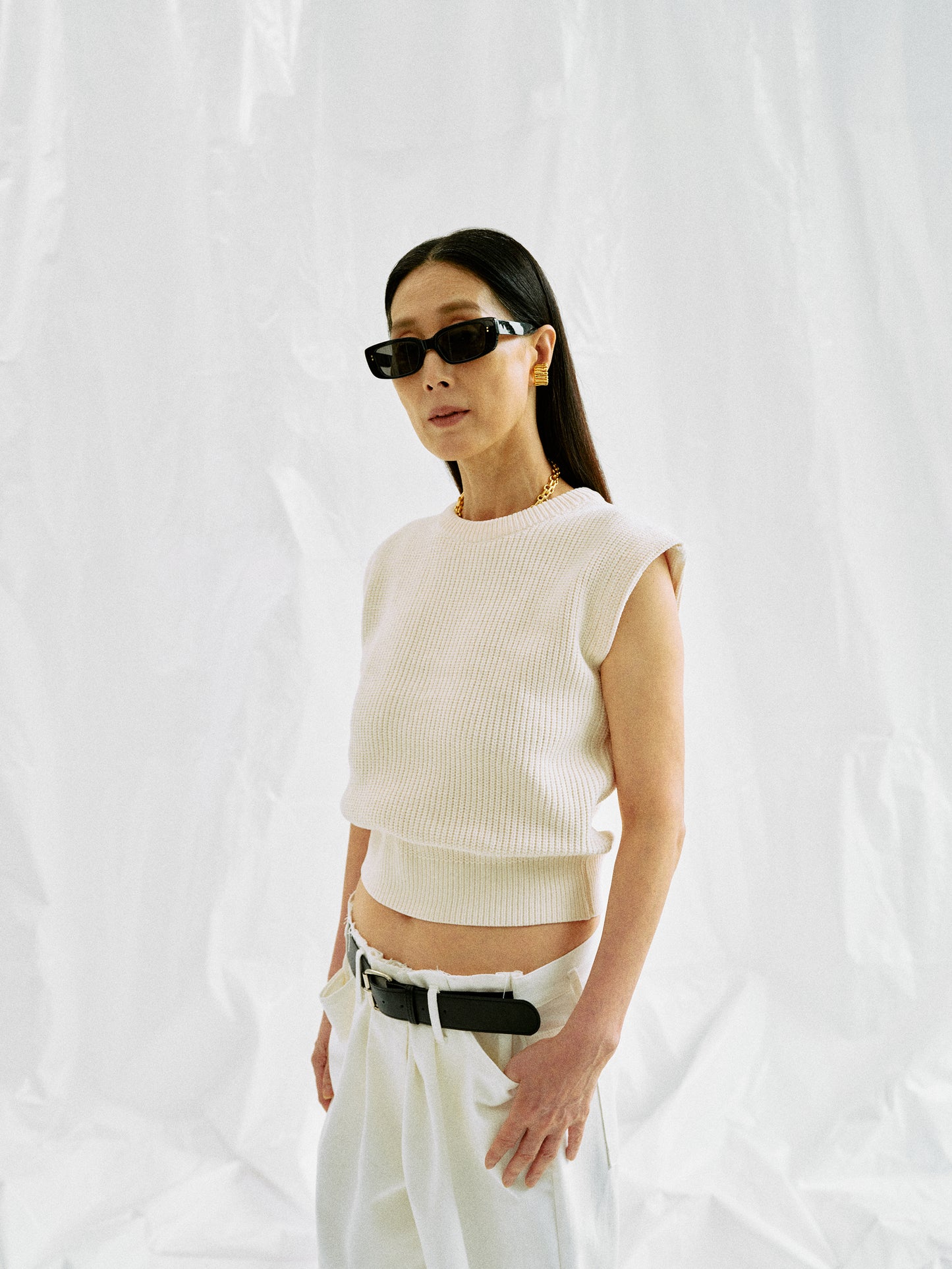 Cap Sleeve Knit Top, Ivory
