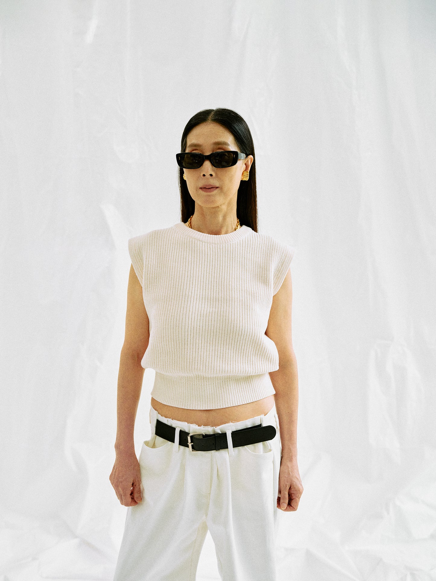 Cap Sleeve Knit Top, Ivory