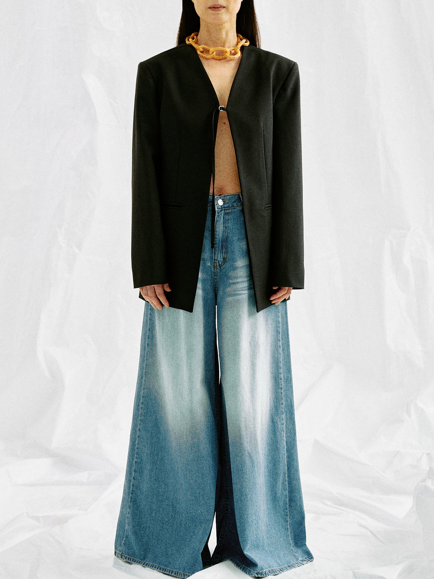 Open Front Blazer, Black