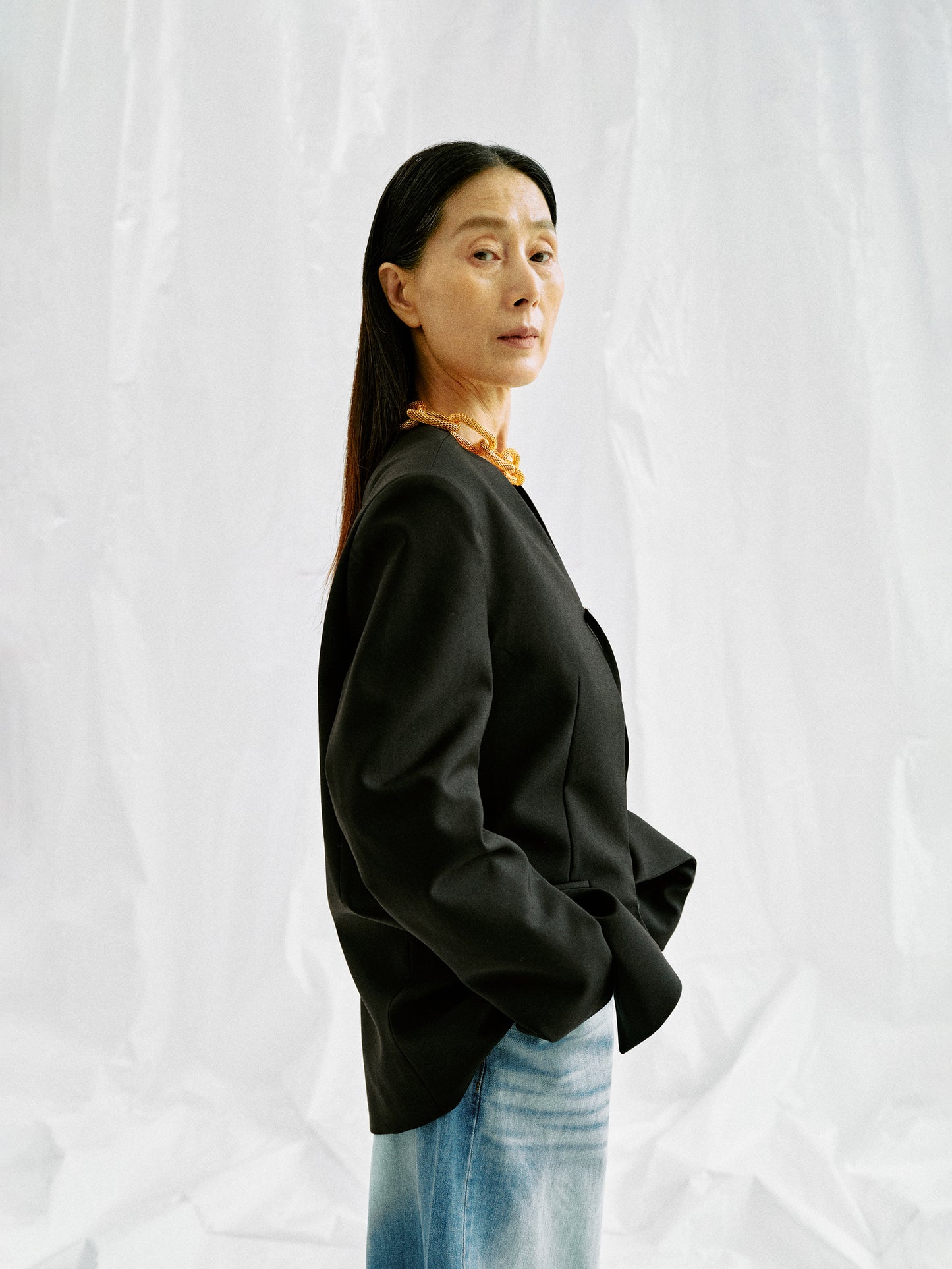 Open Front Blazer, Black