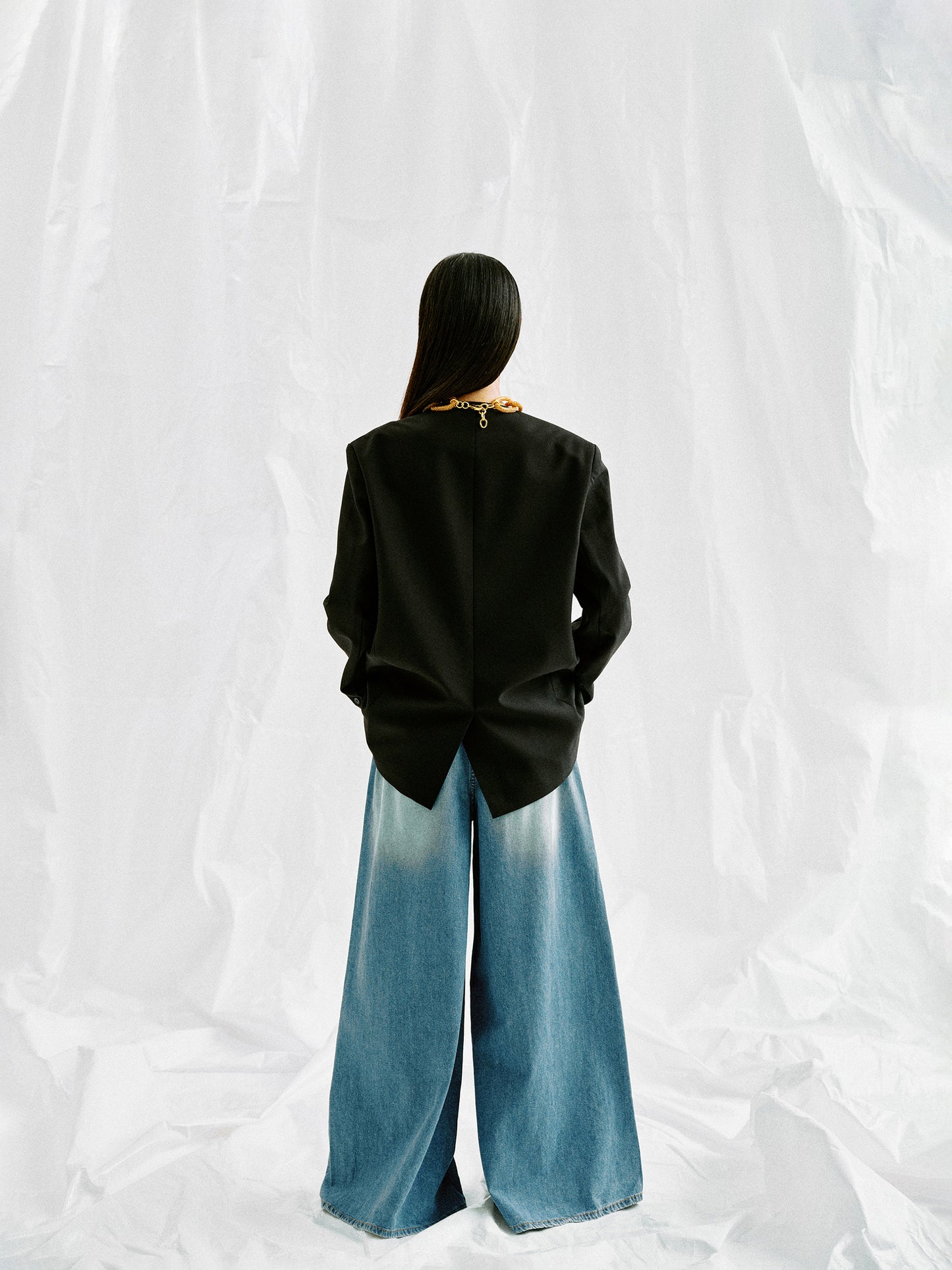 Open Front Blazer, Black