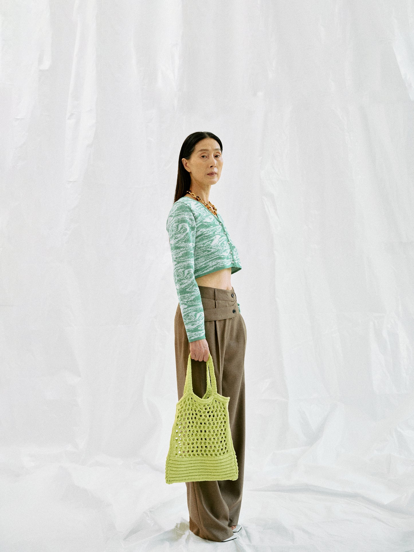 Crochet Tote Bag, Lime