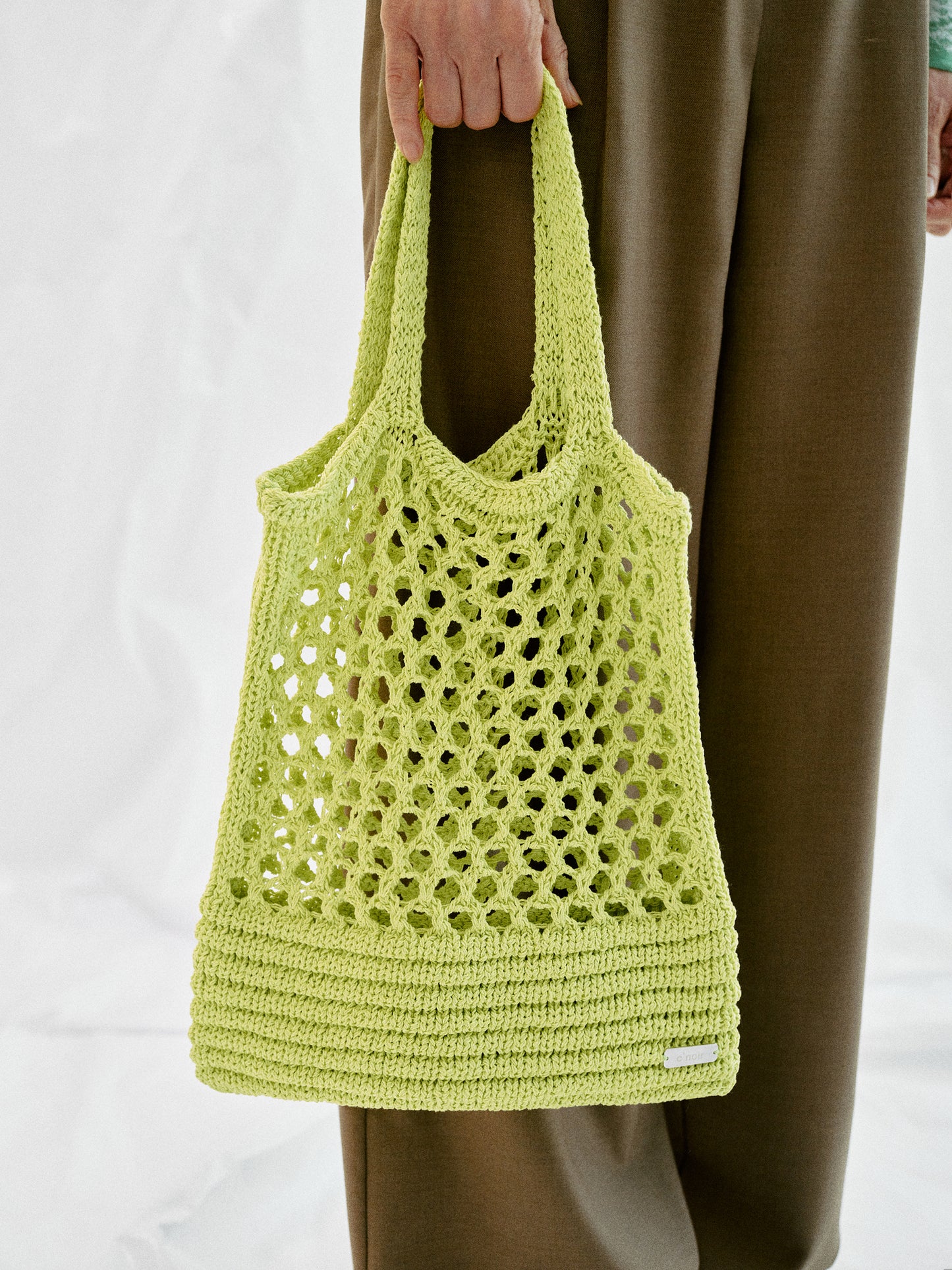 Crochet Tote Bag, Lime