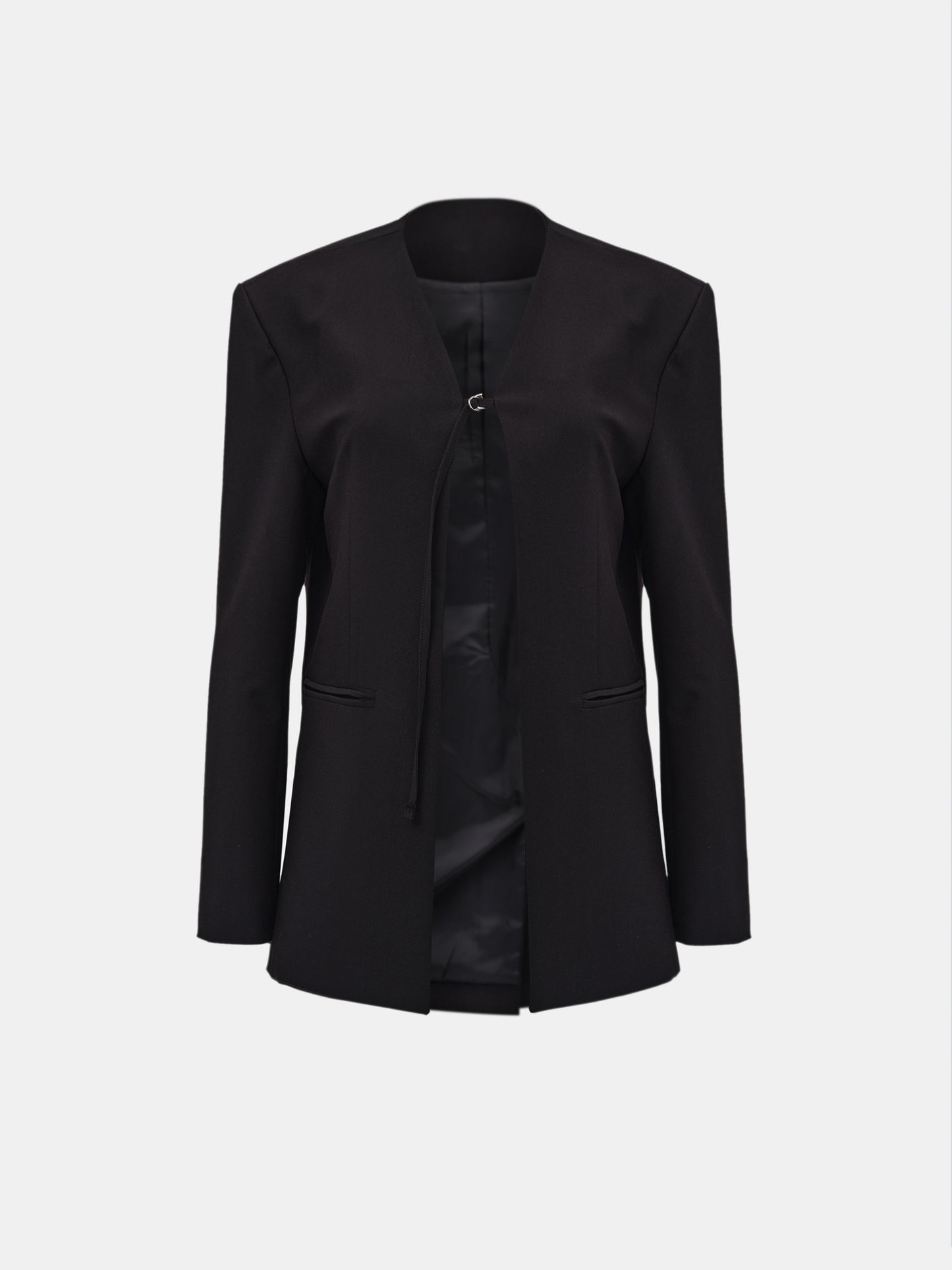 Open Front Blazer, Black