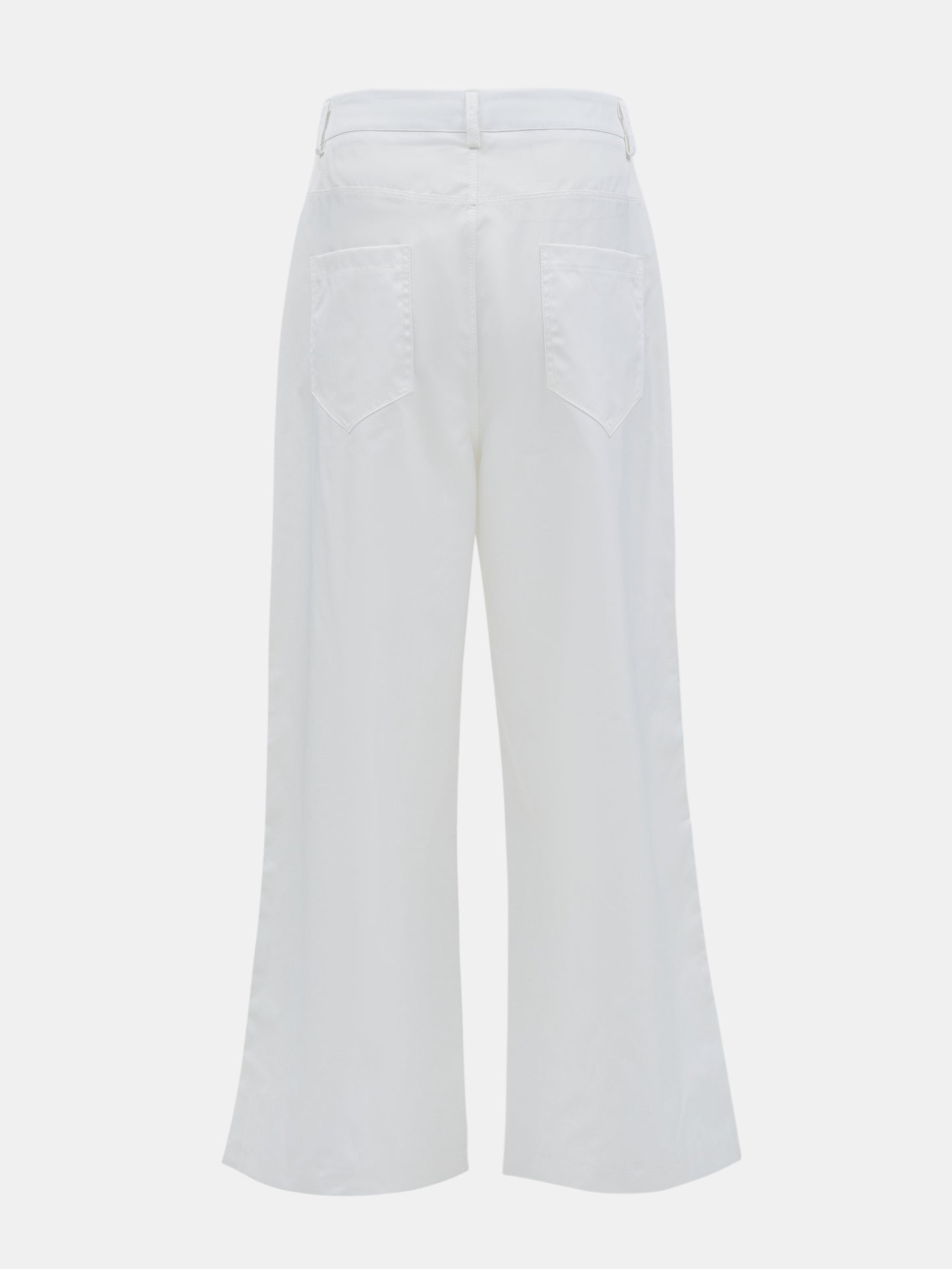Gabardine Wide-Leg Trousers, White