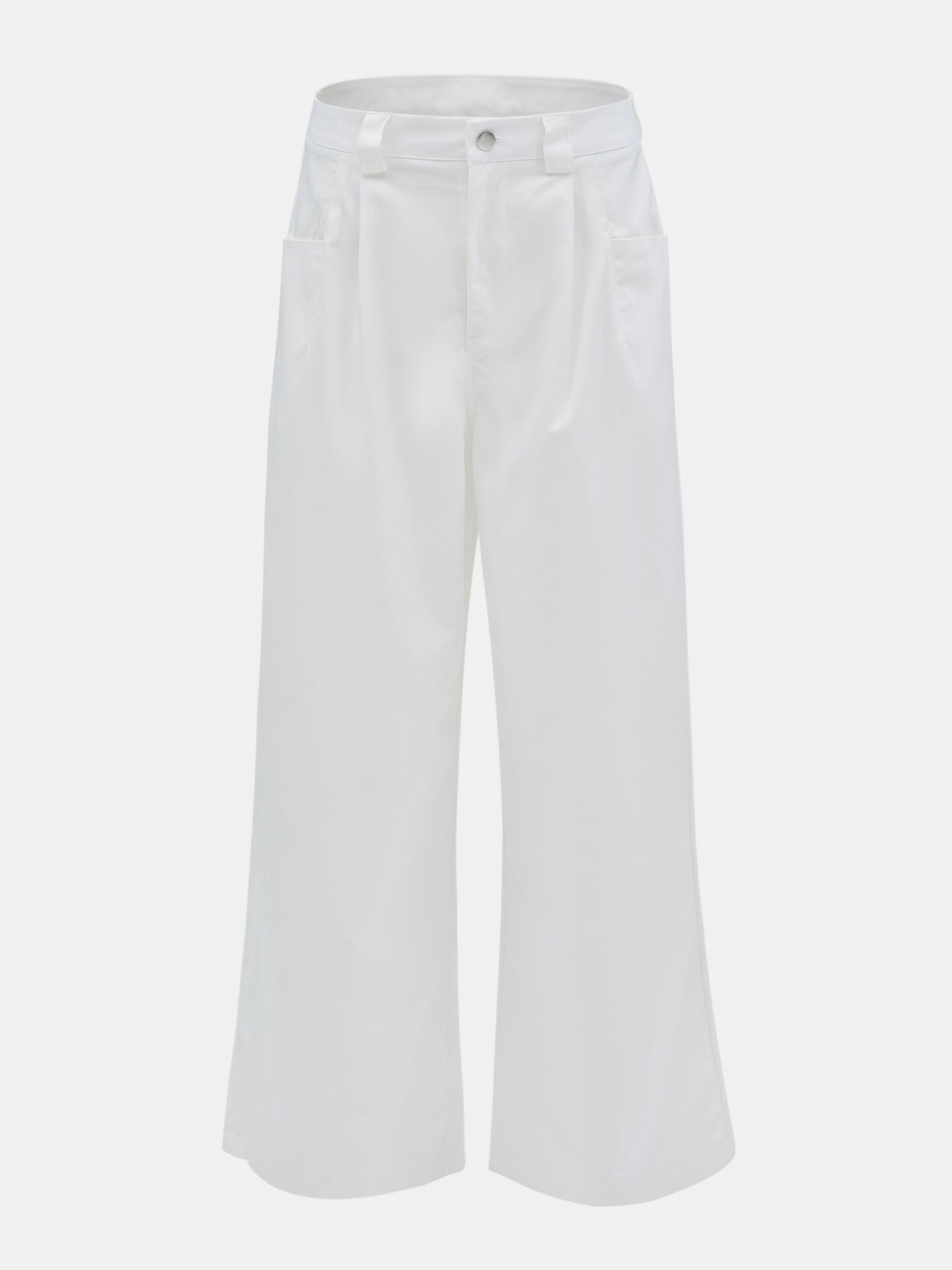 Gabardine Wide-Leg Trousers, White