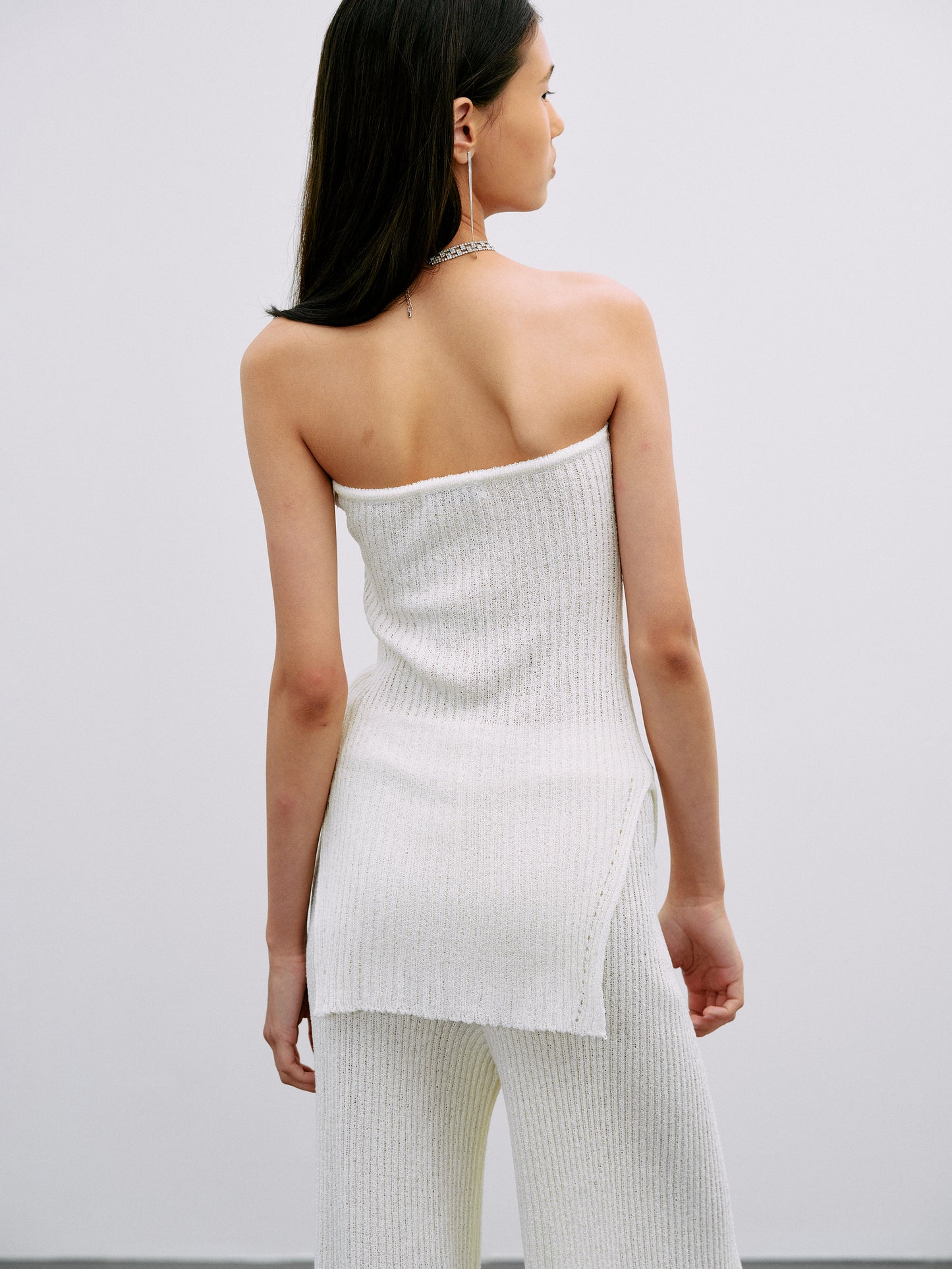 Rib Knit Tube Top, White