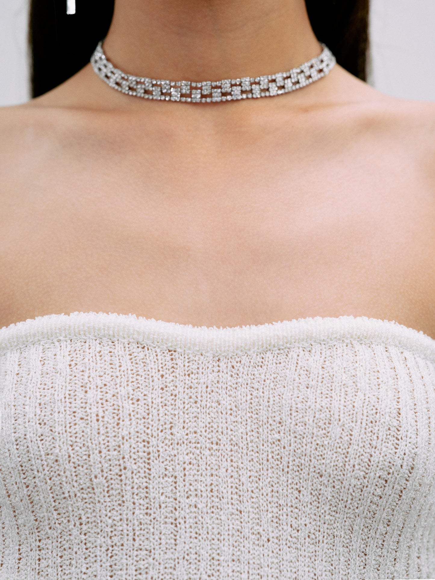 Rib Knit Tube Top, White