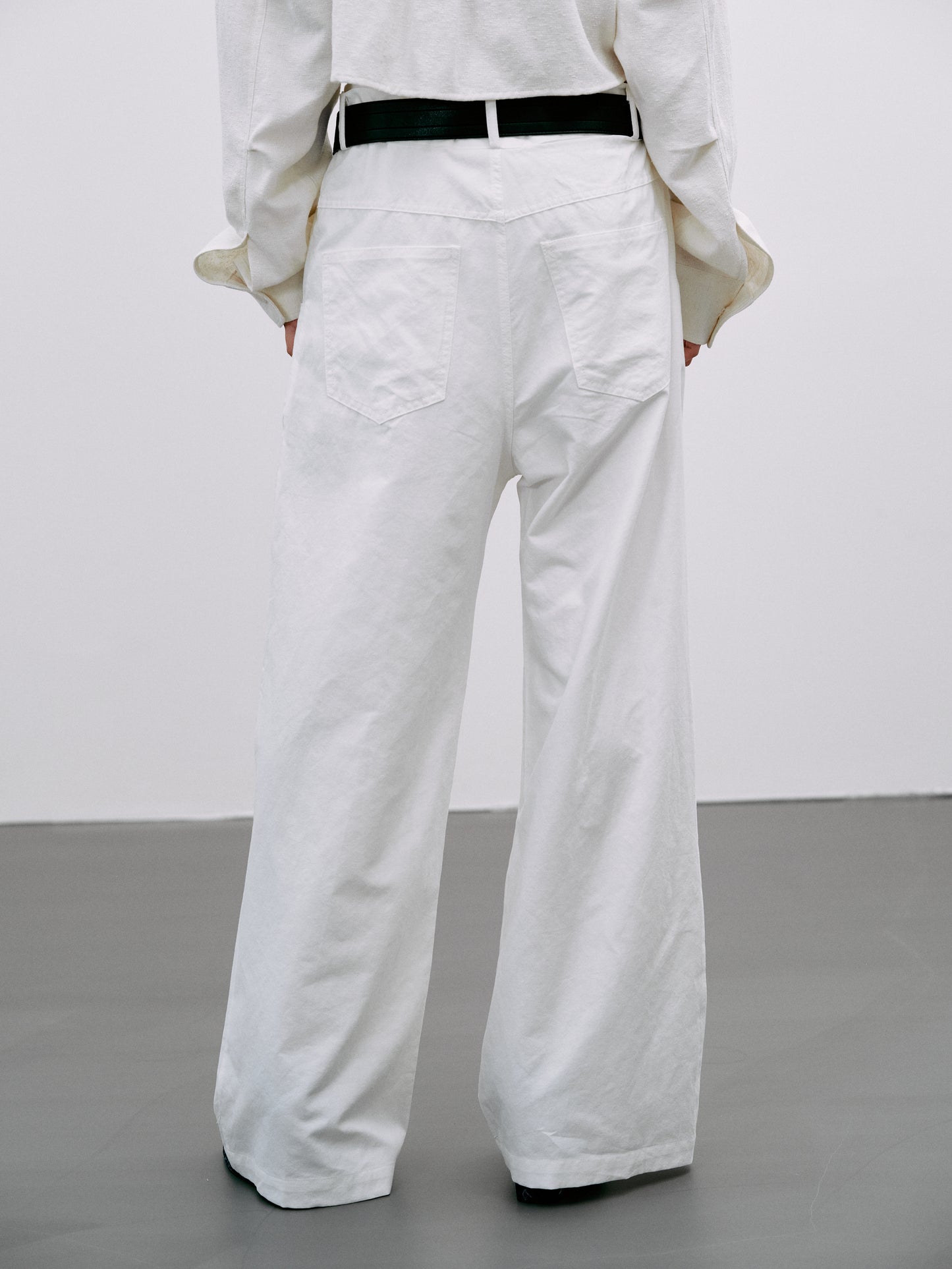 Belted Panel Trousers, White