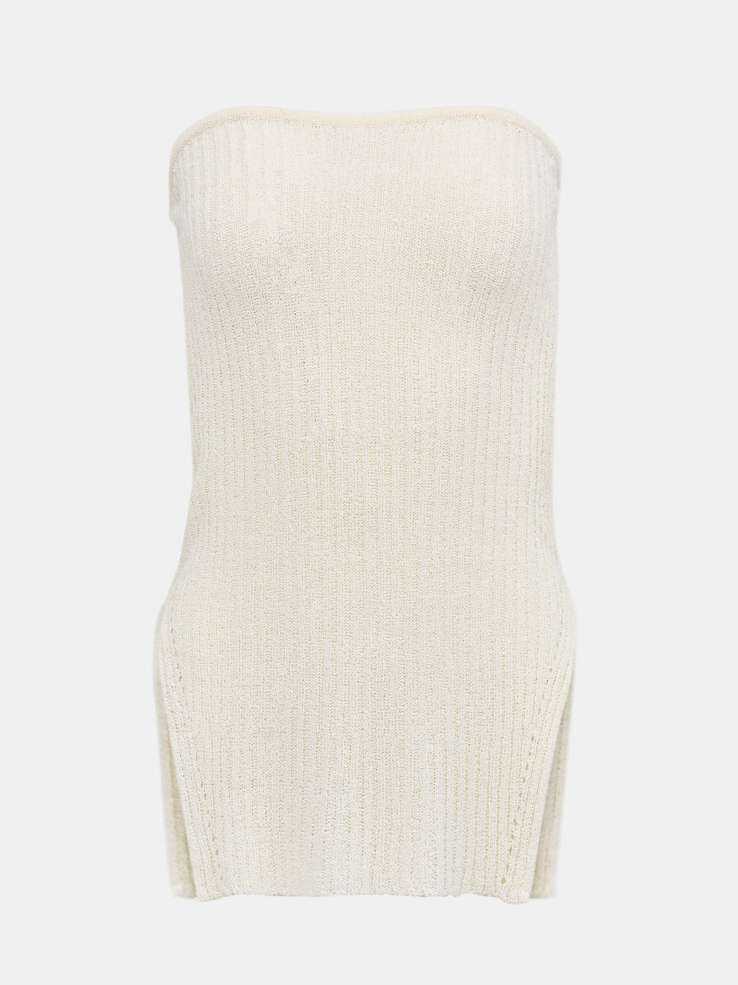 Rib Knit Tube Top, White