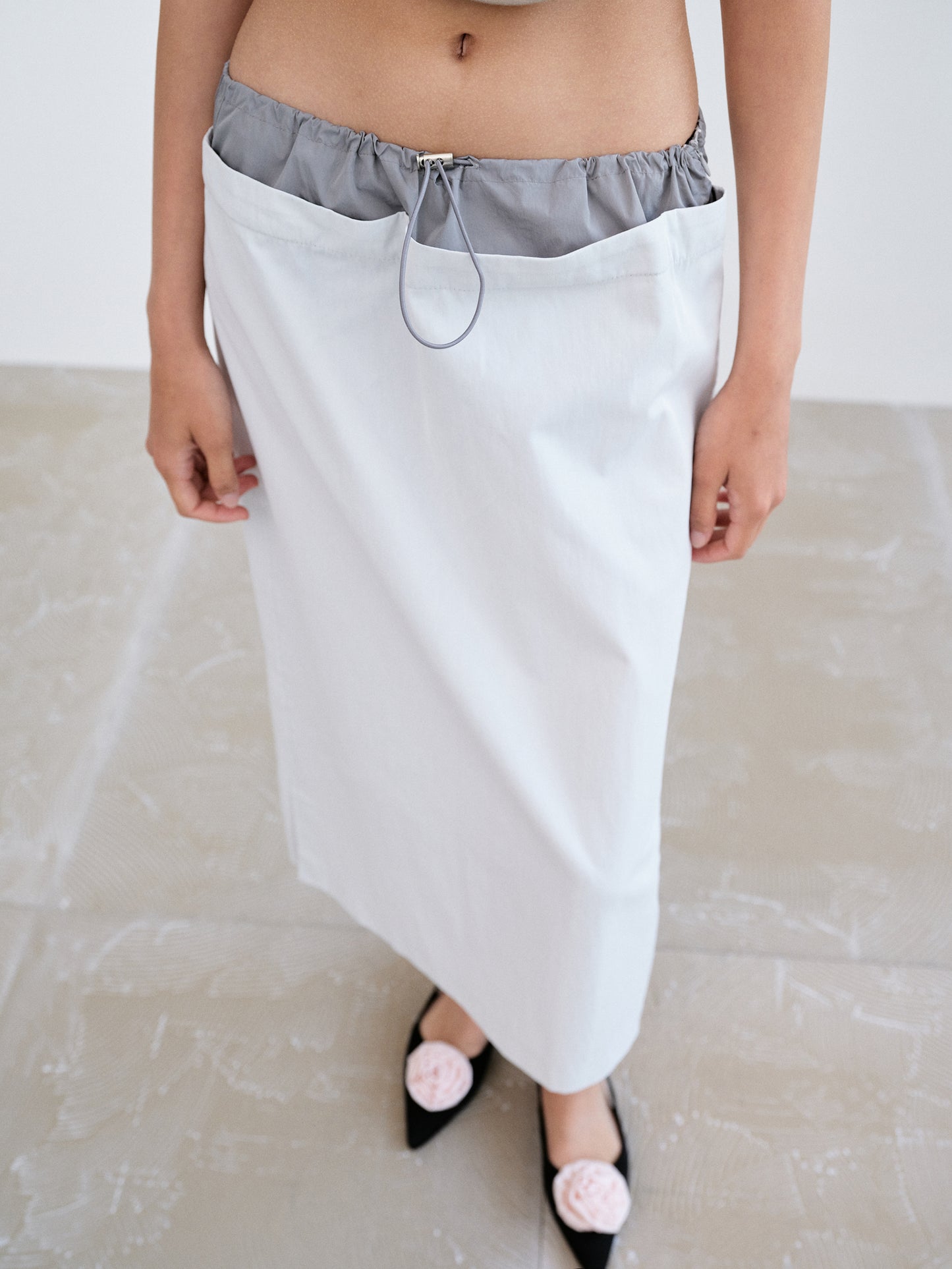 Layered Parachute Skirt, Cloud Gray