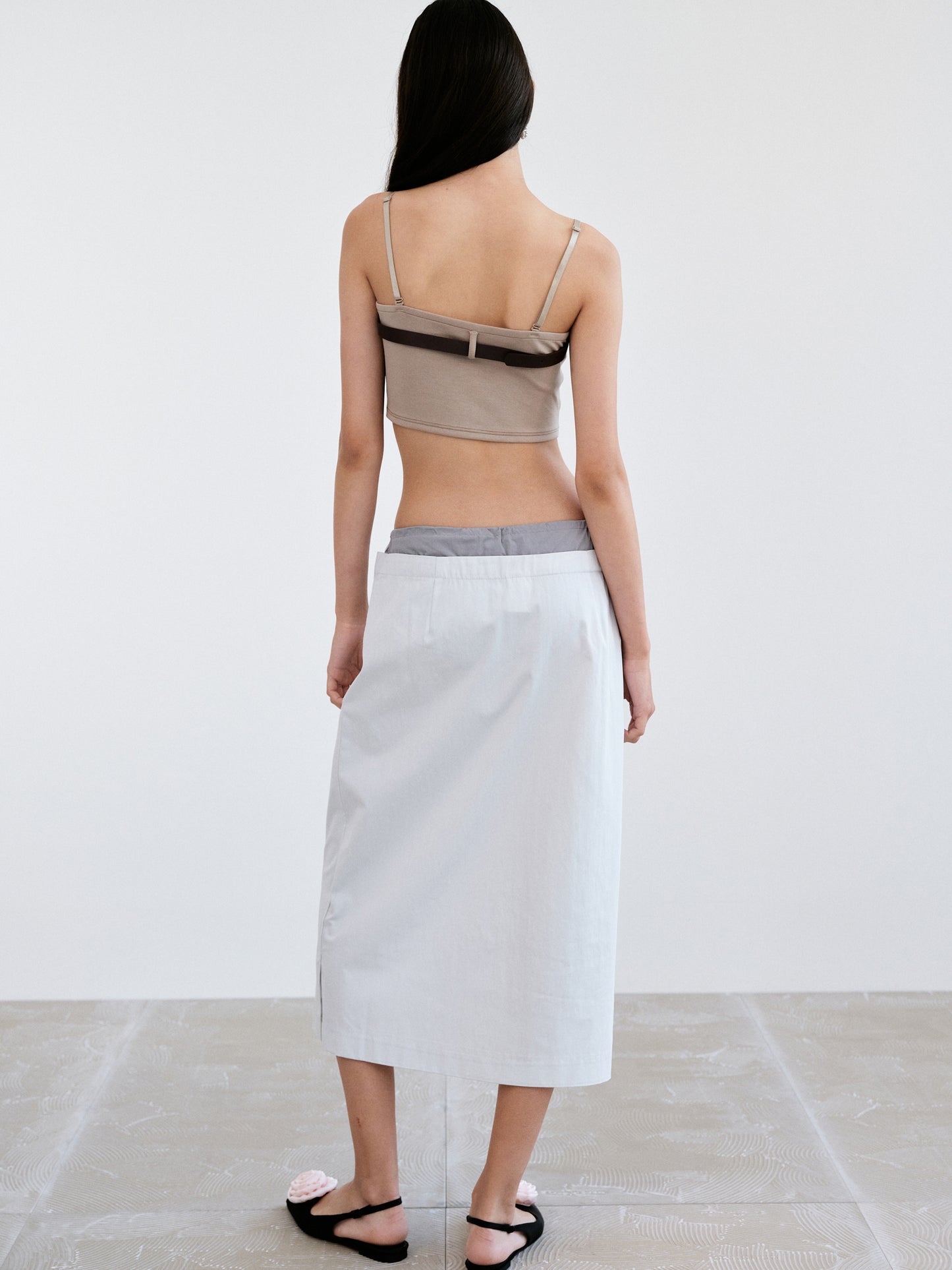 Layered Parachute Skirt, Cloud Gray