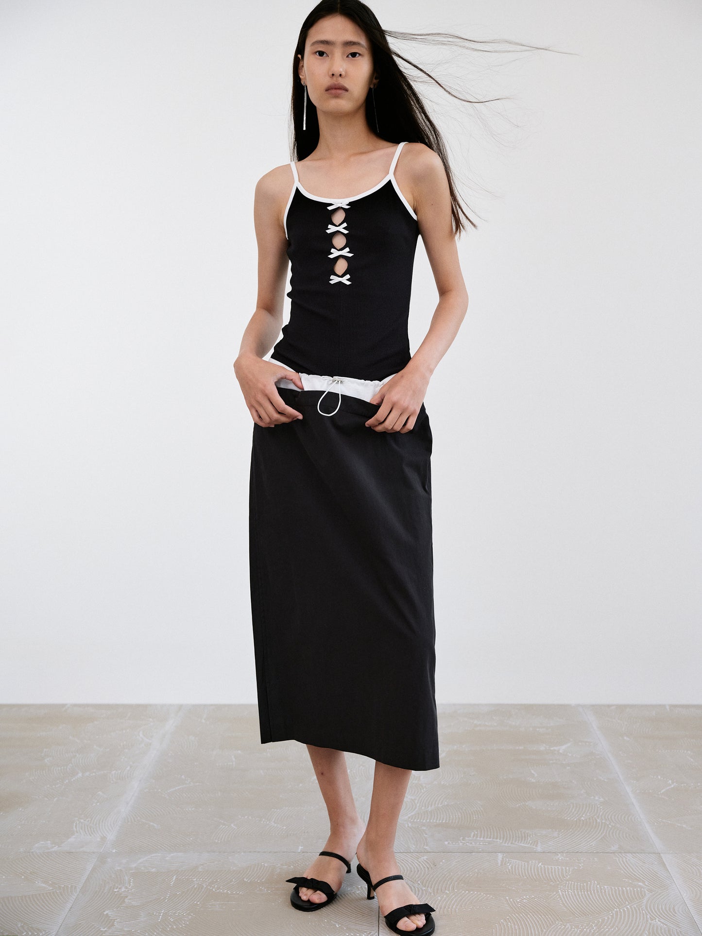 Layered Parachute Skirt, Black