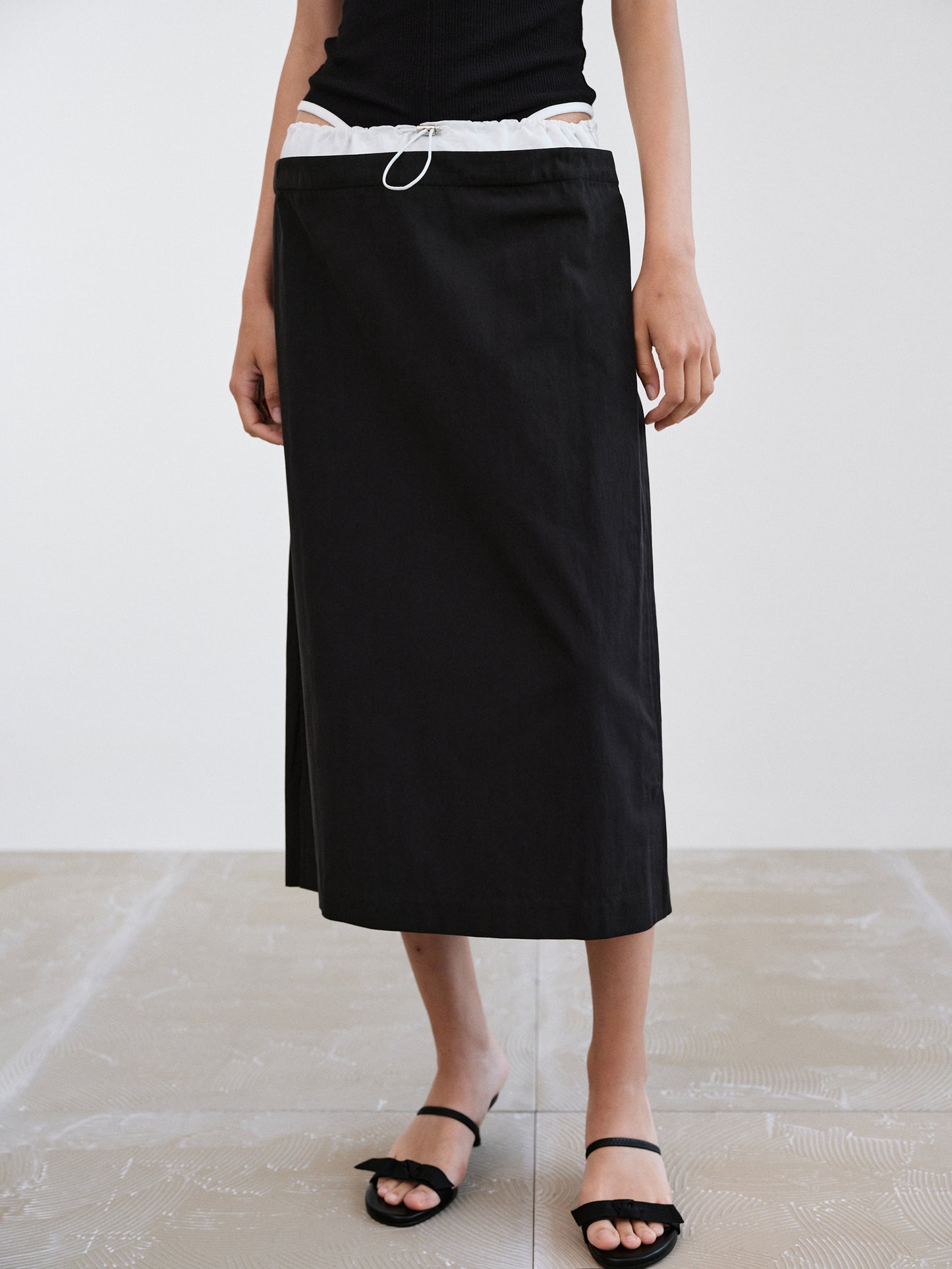Layered Parachute Skirt, Black