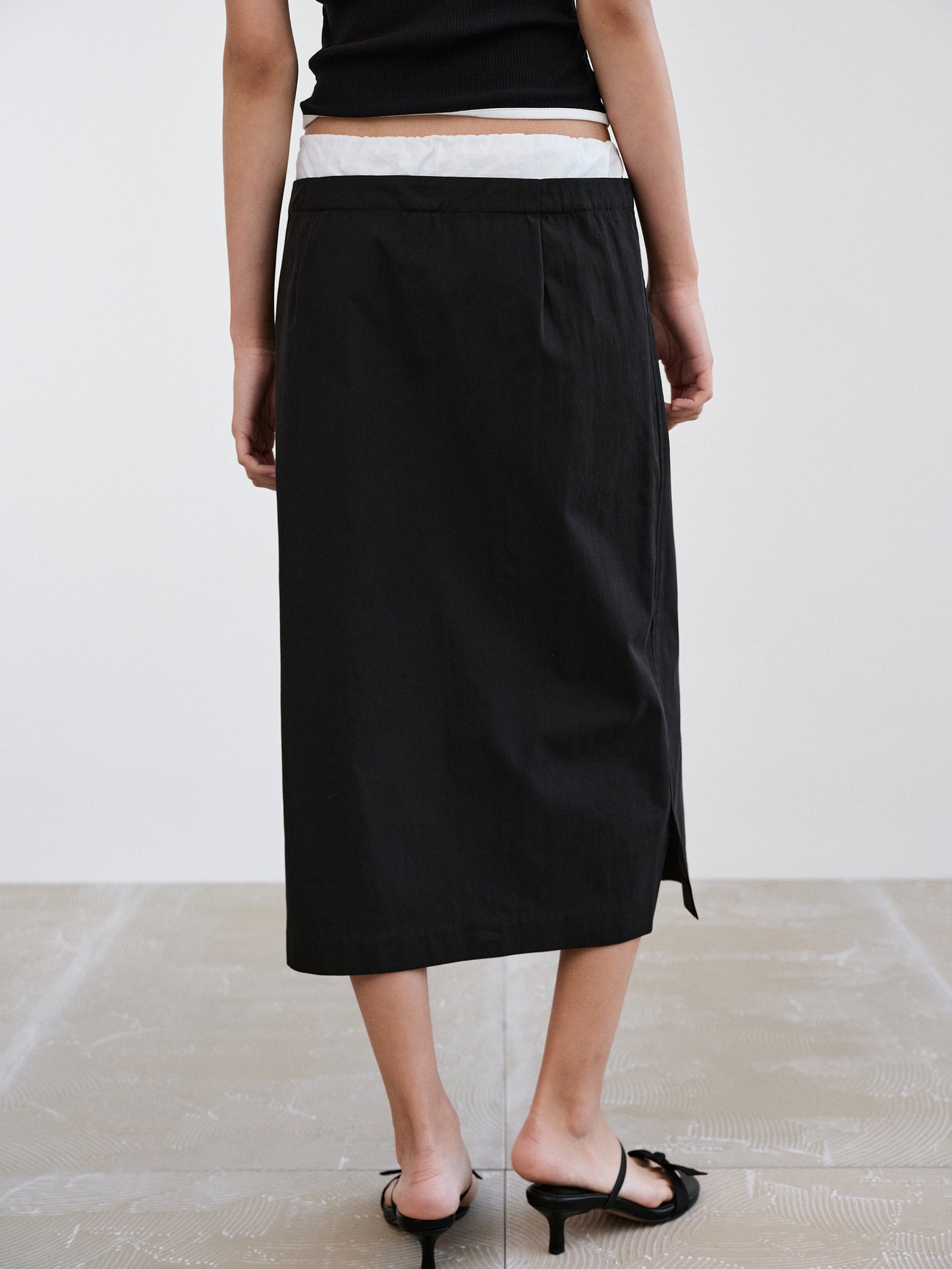 Layered Parachute Skirt, Black