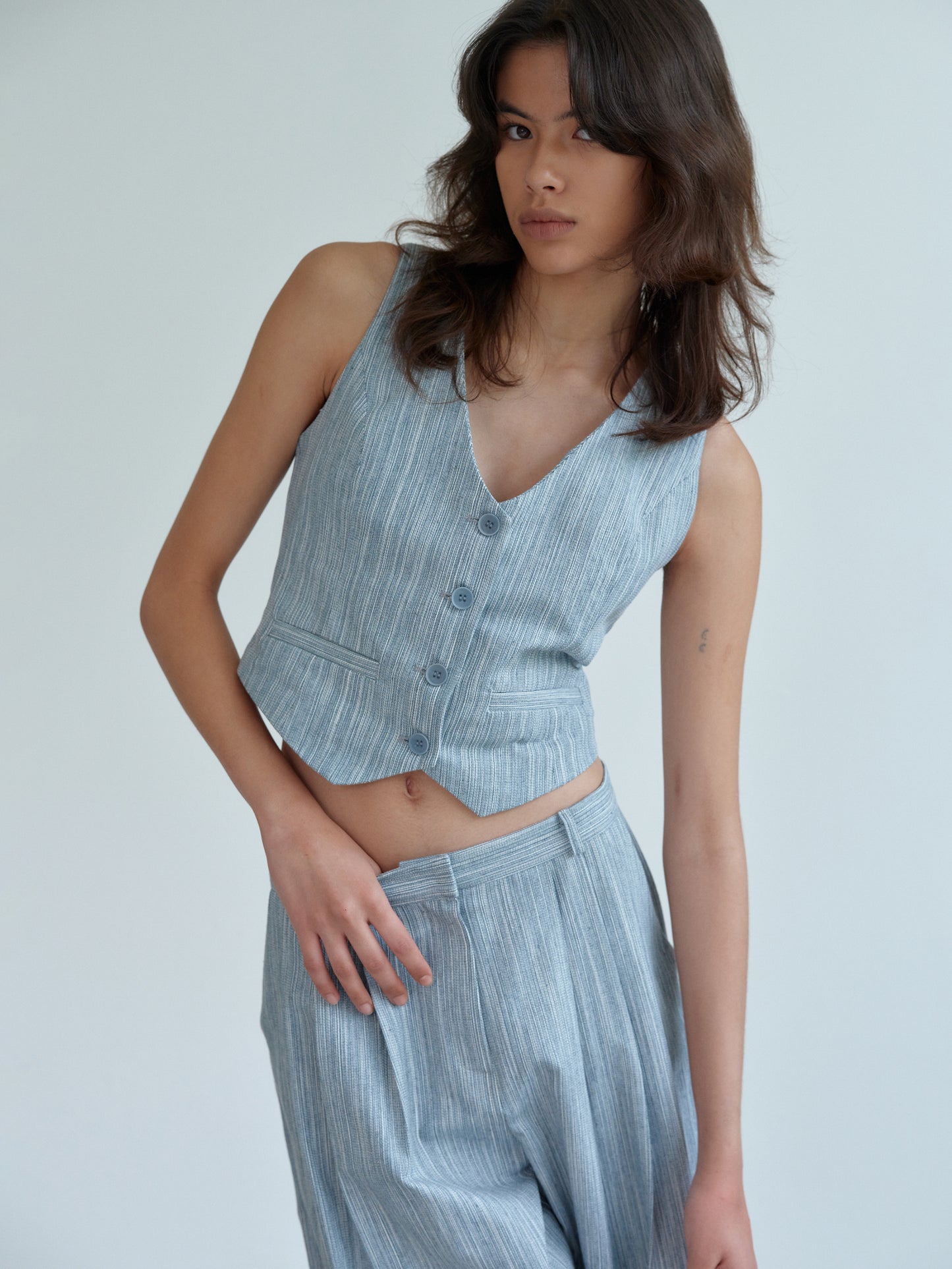 Linen Waistcoat, Sky Blue