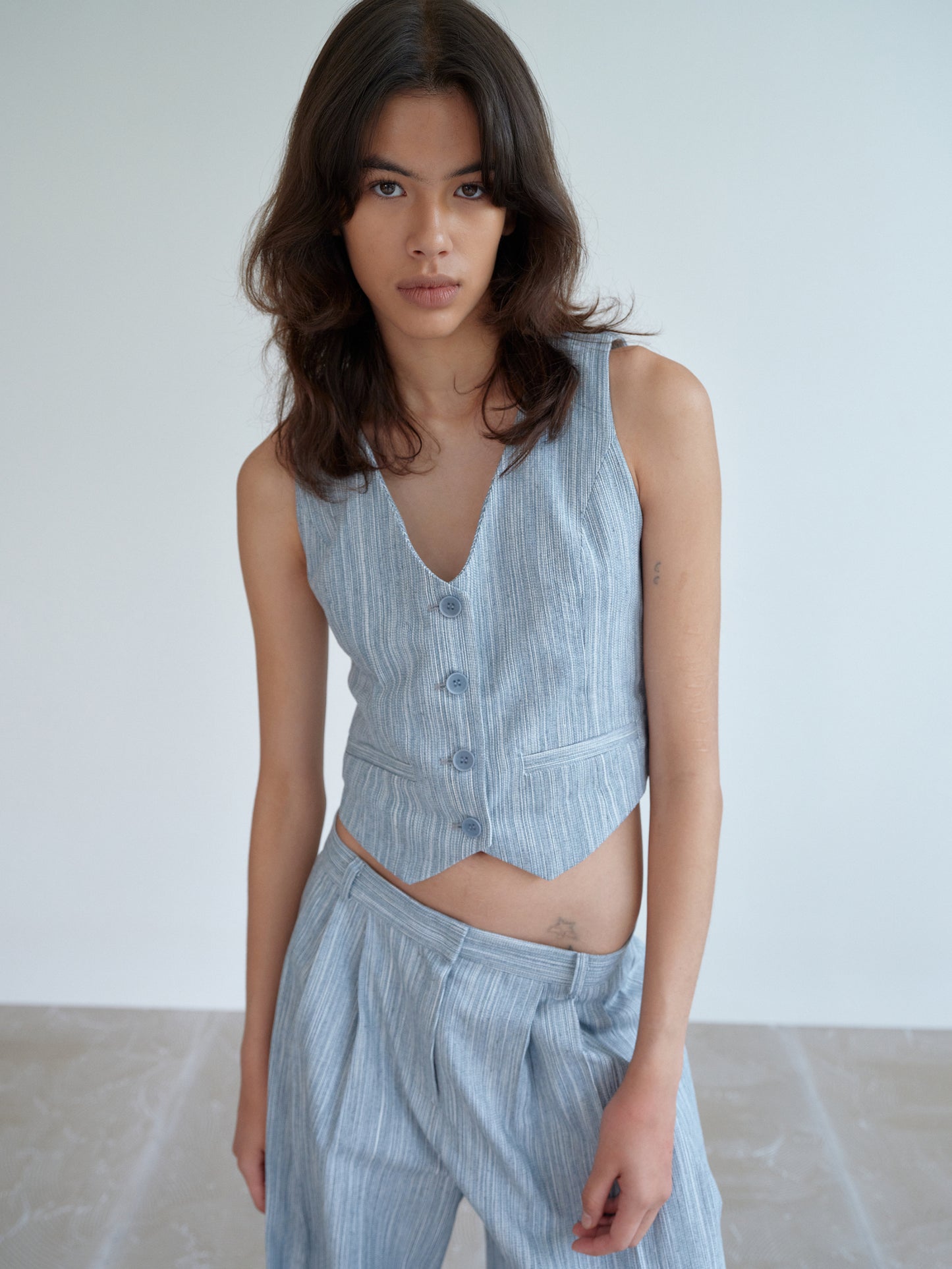 Linen Waistcoat, Sky Blue