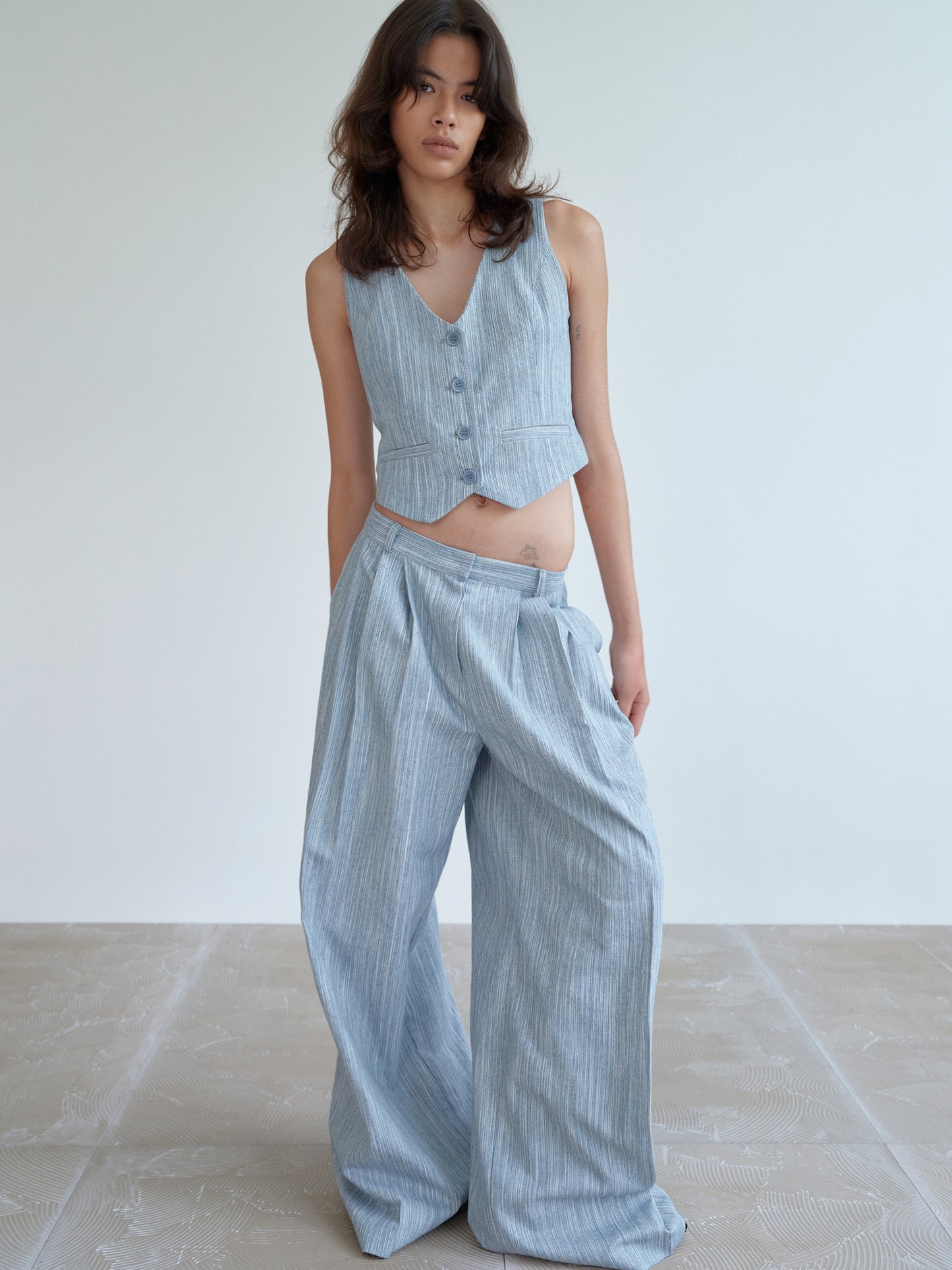 Linen Waistcoat, Sky Blue