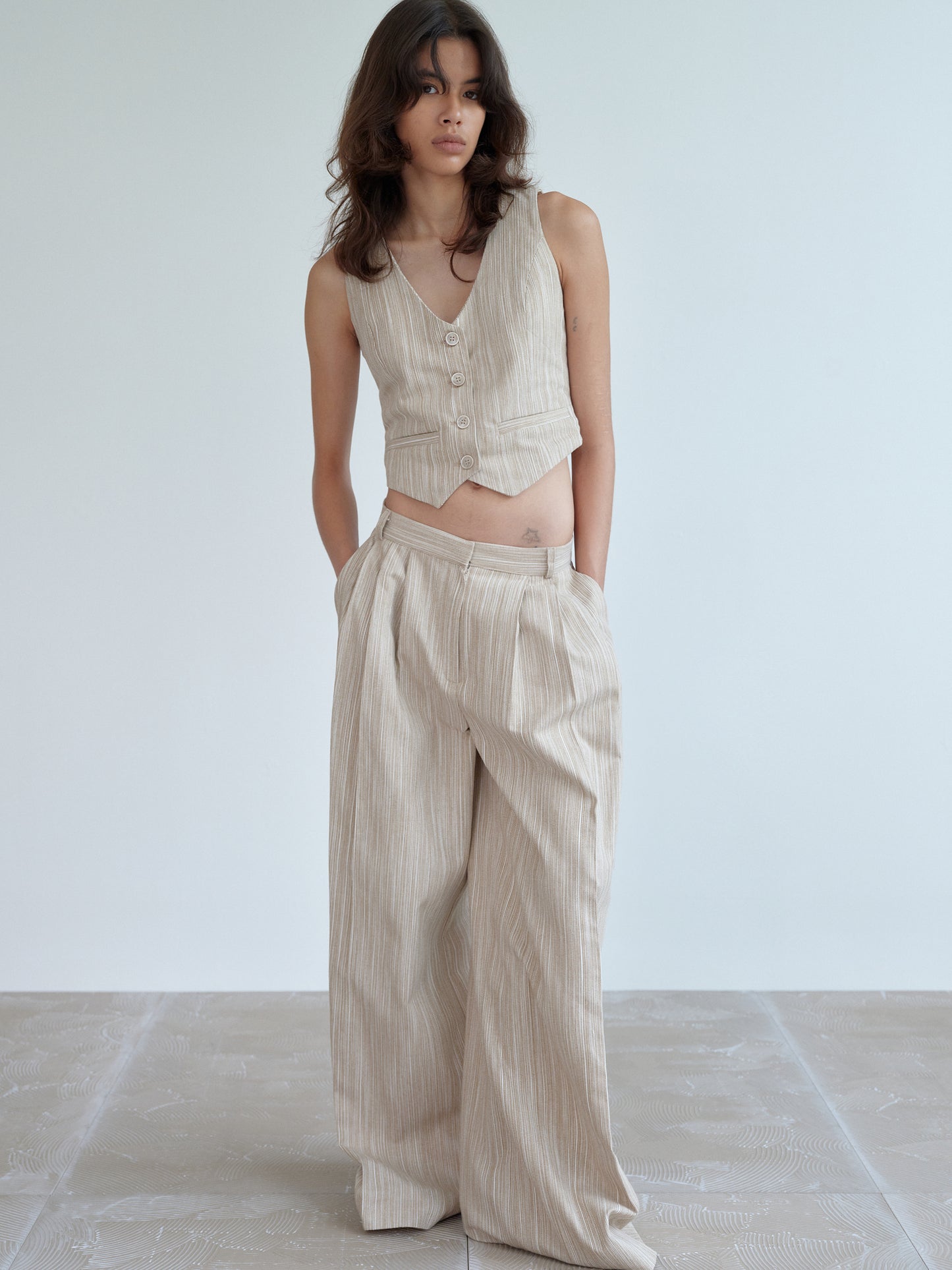 Linen Waistcoat, Beige