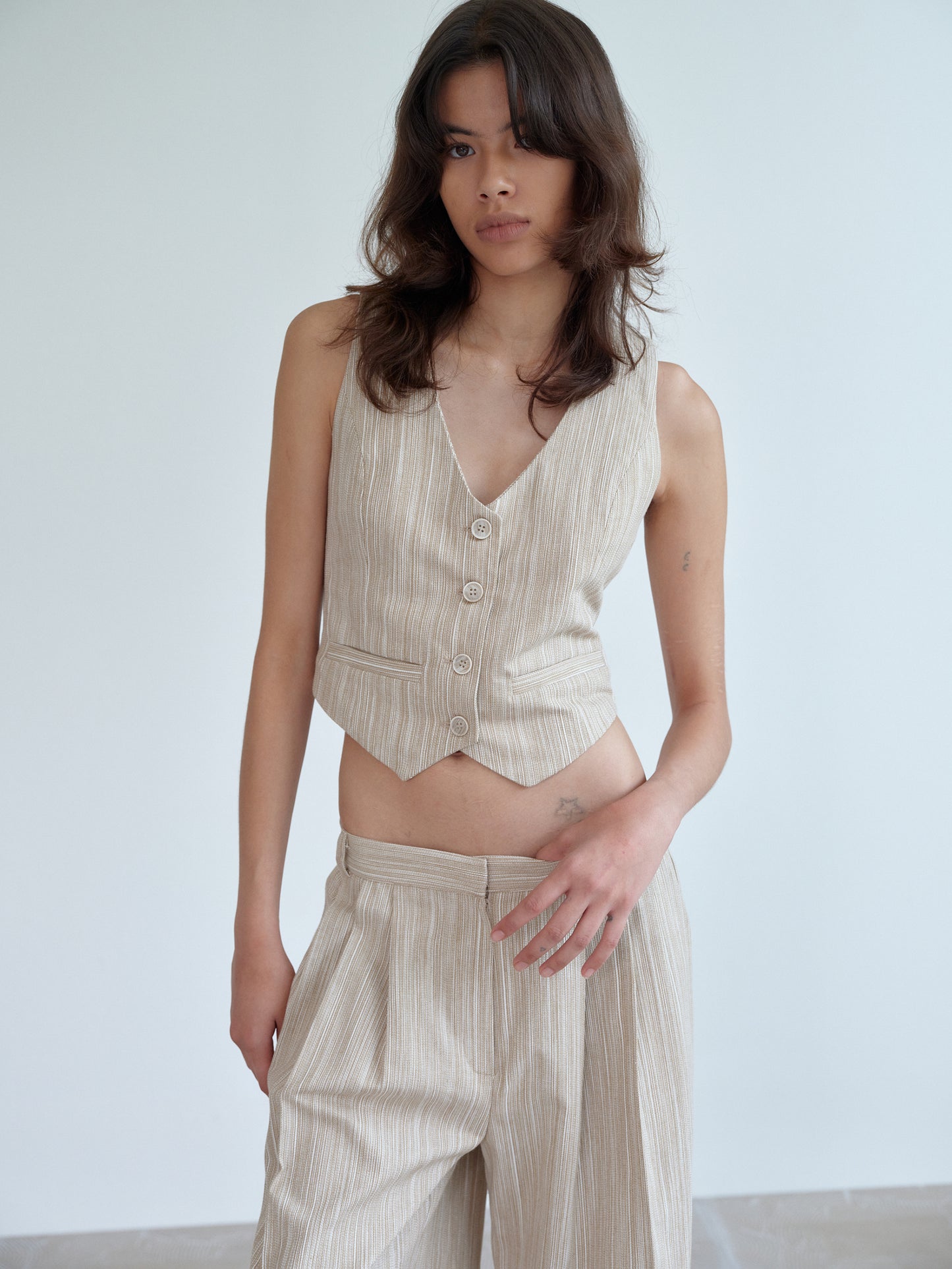 Linen Waistcoat, Beige