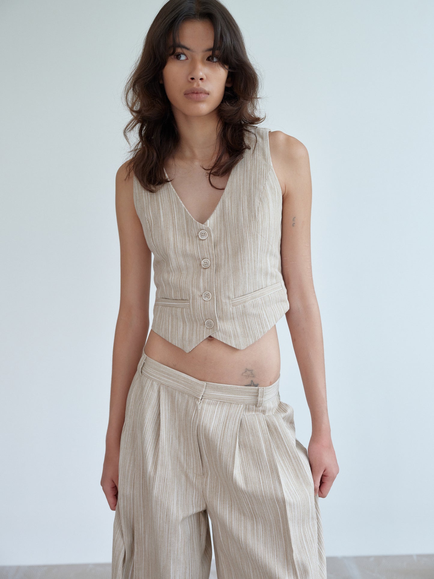 Linen Waistcoat, Beige