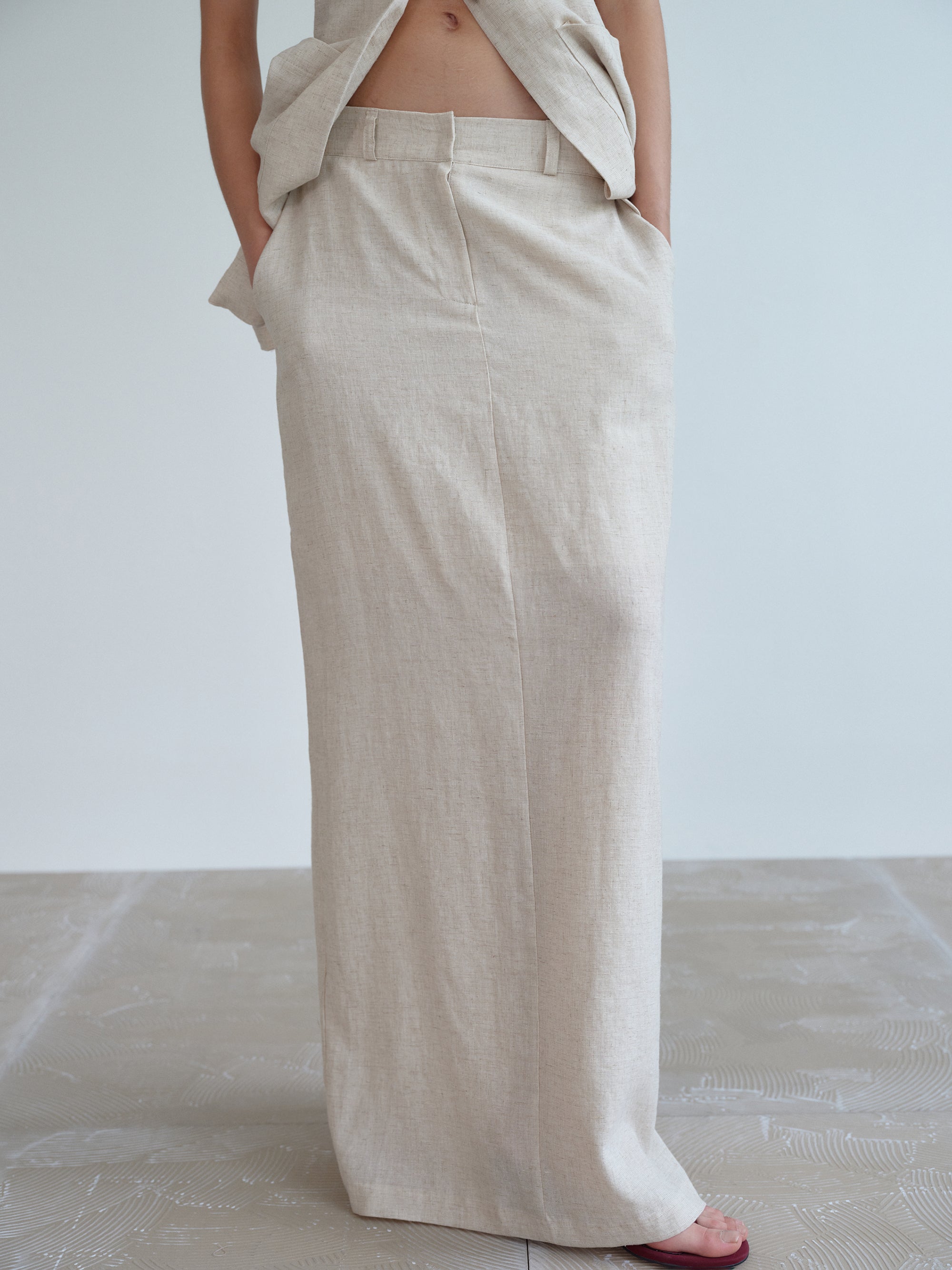 Linen Pencil Skirt, SourceUnknown – Oatmeal