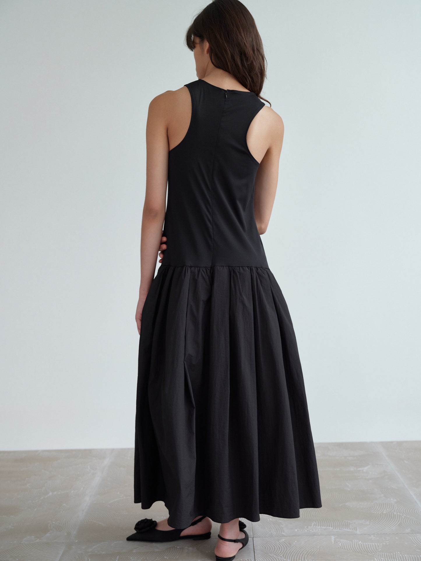 Drop-Waist Tank Dress, Black