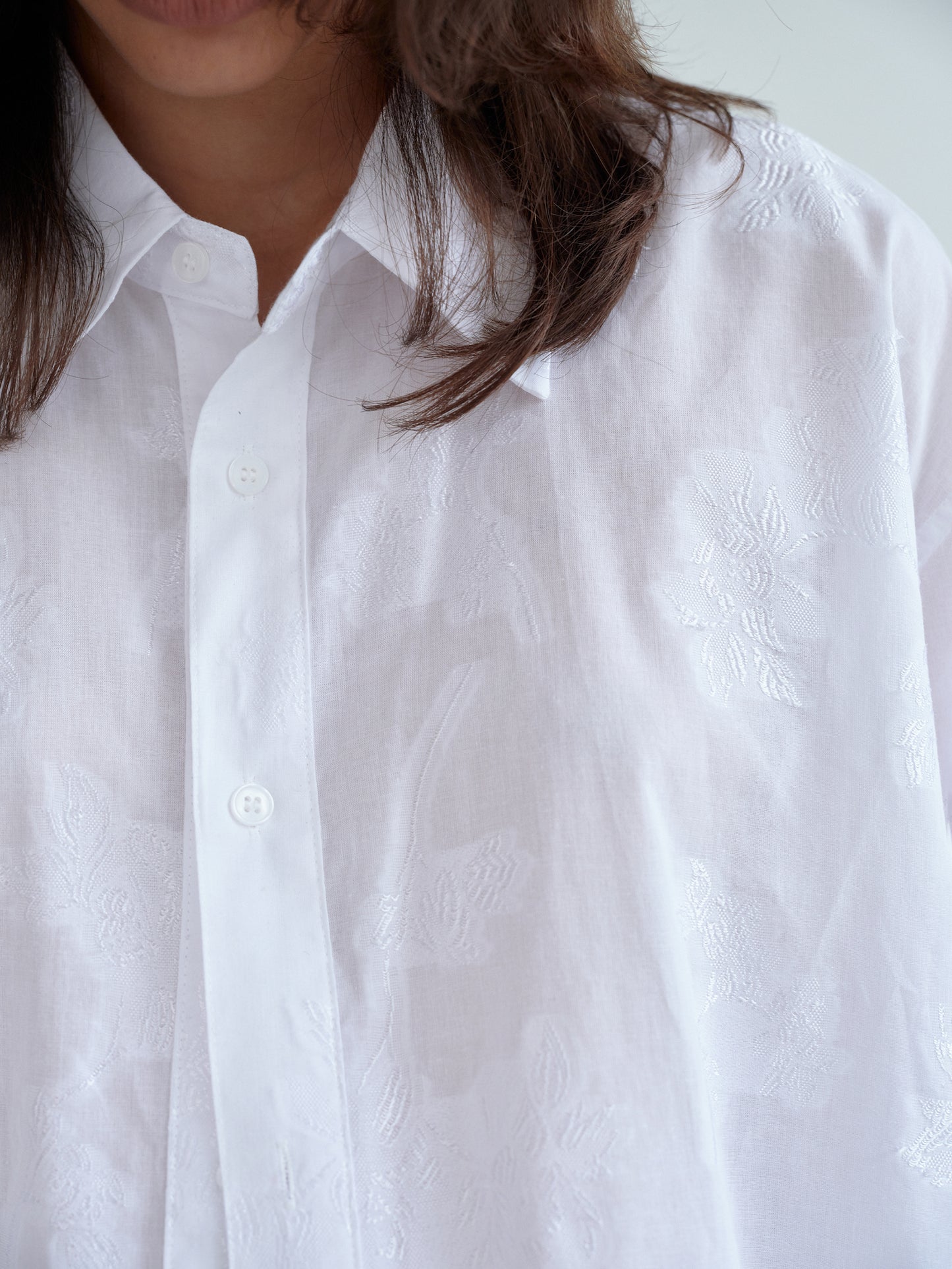 Boyfriend Jacquard Shirt, White