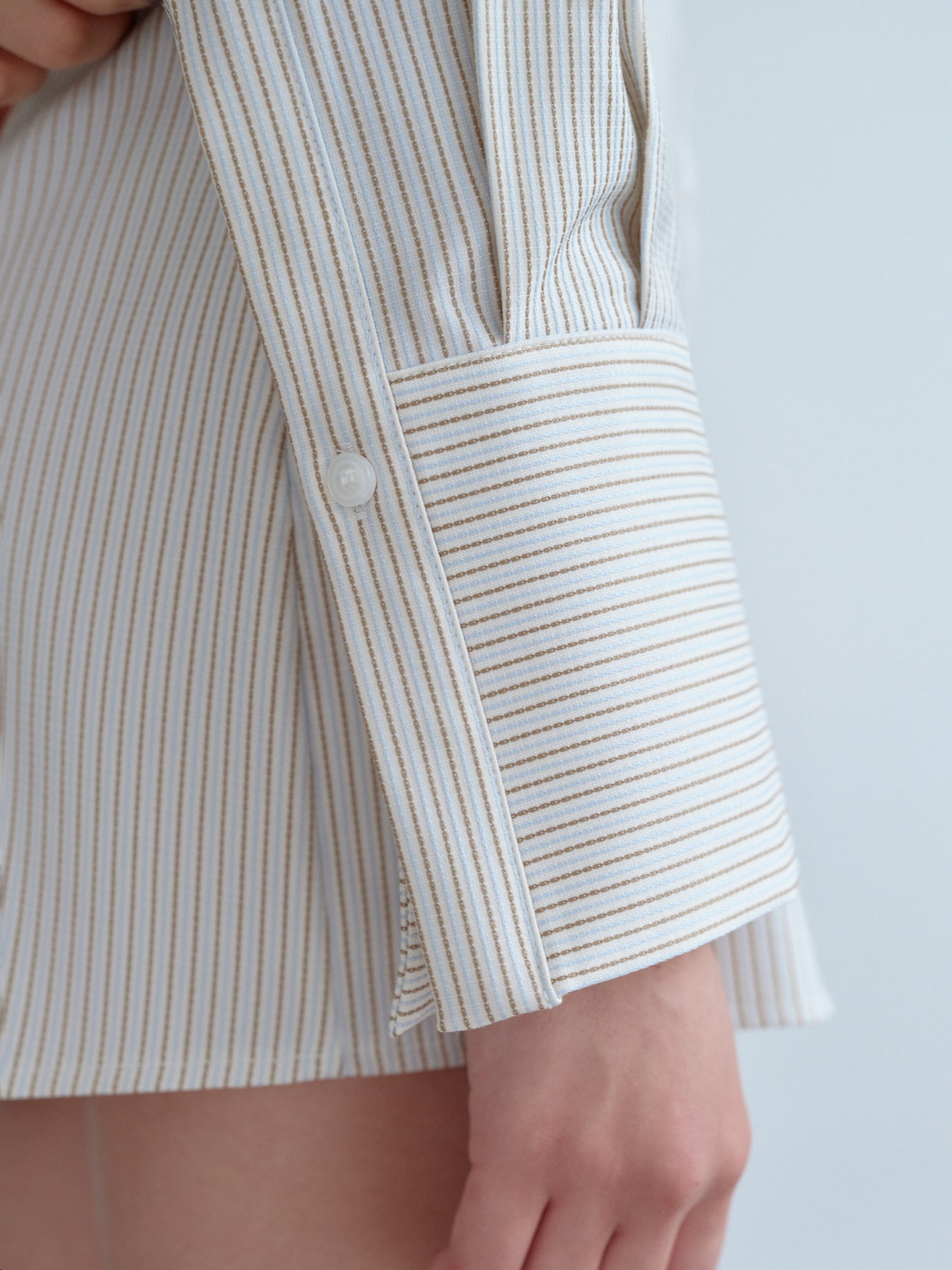 Striped Shirt Minidress, Ivory