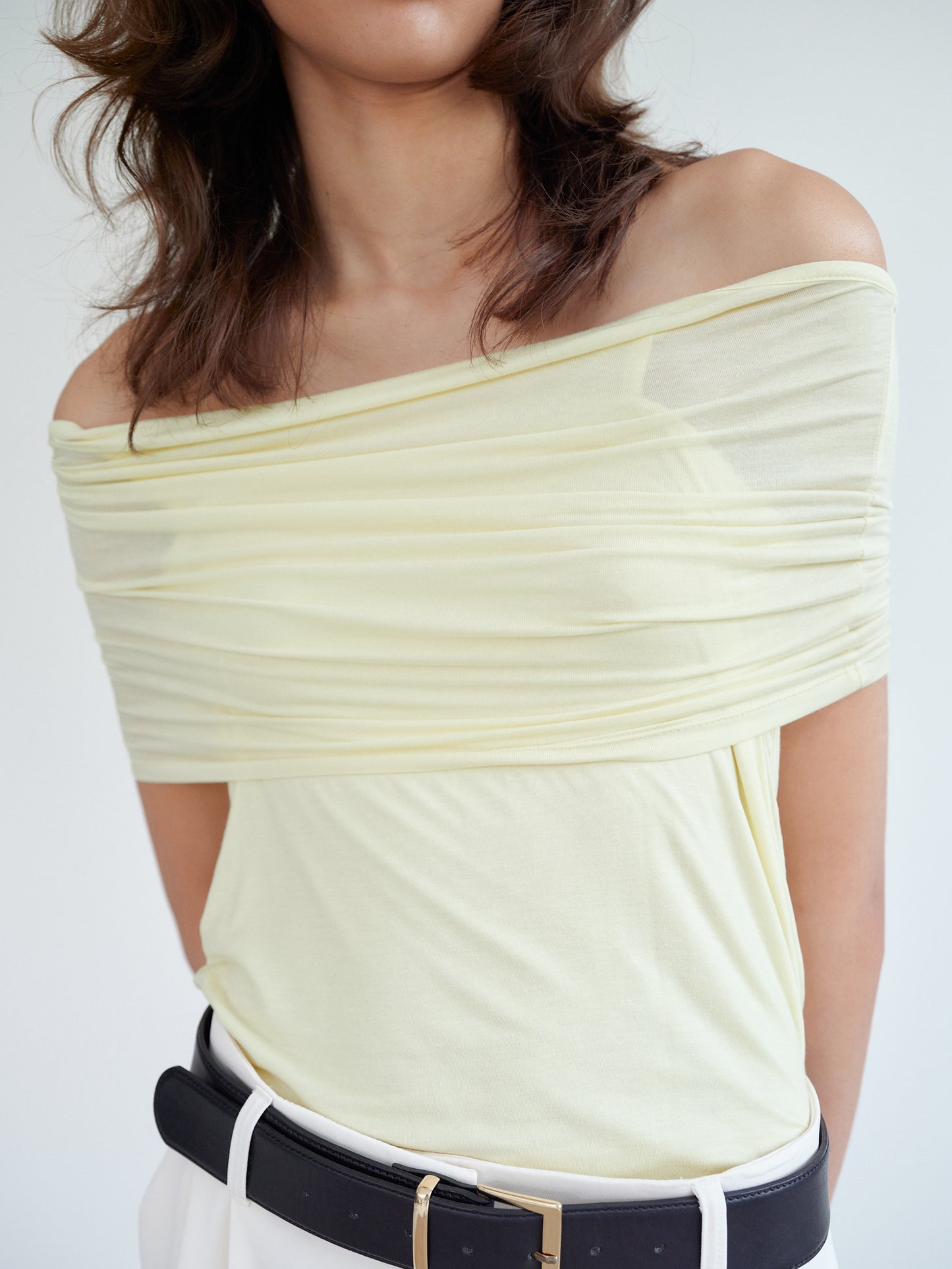 Off-Shoulder Jersey Top, Lemonade