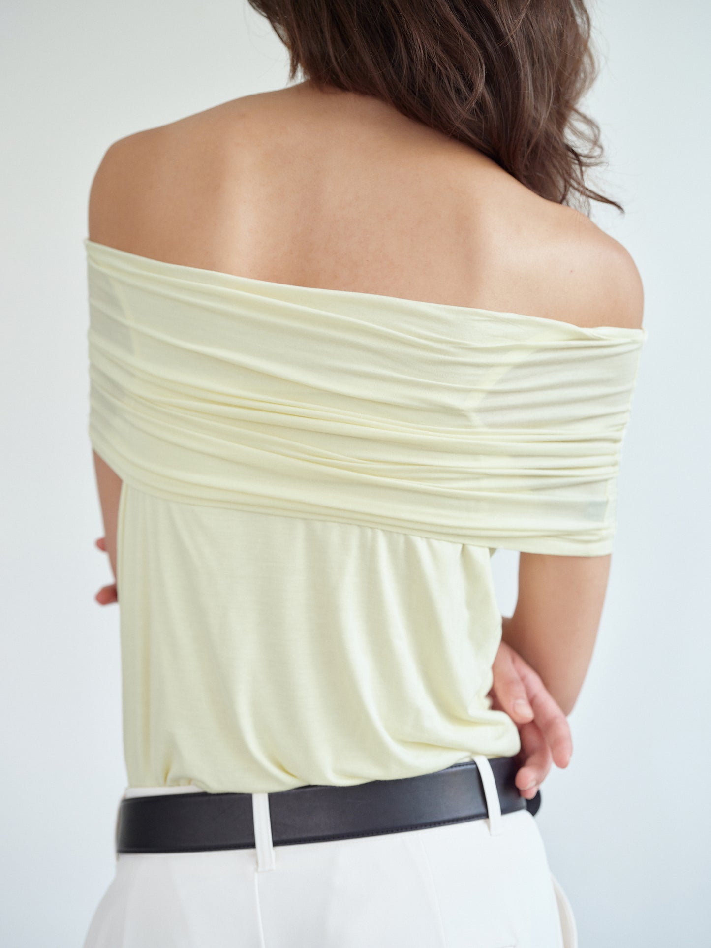 Off-Shoulder Jersey Top, Lemonade