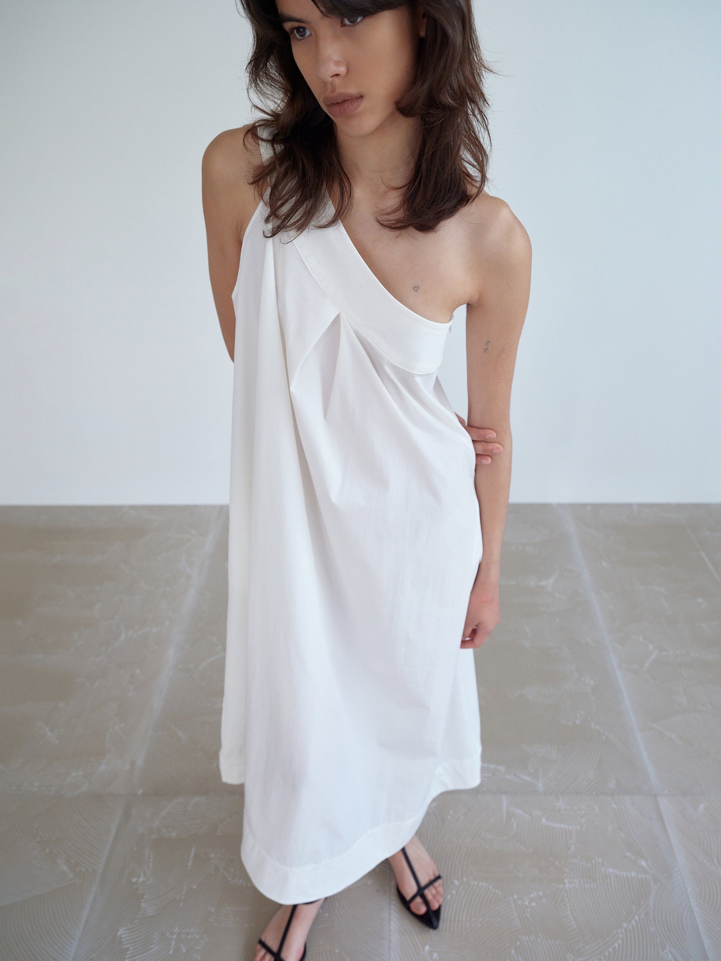 One-Shoulder Sun Dress, White