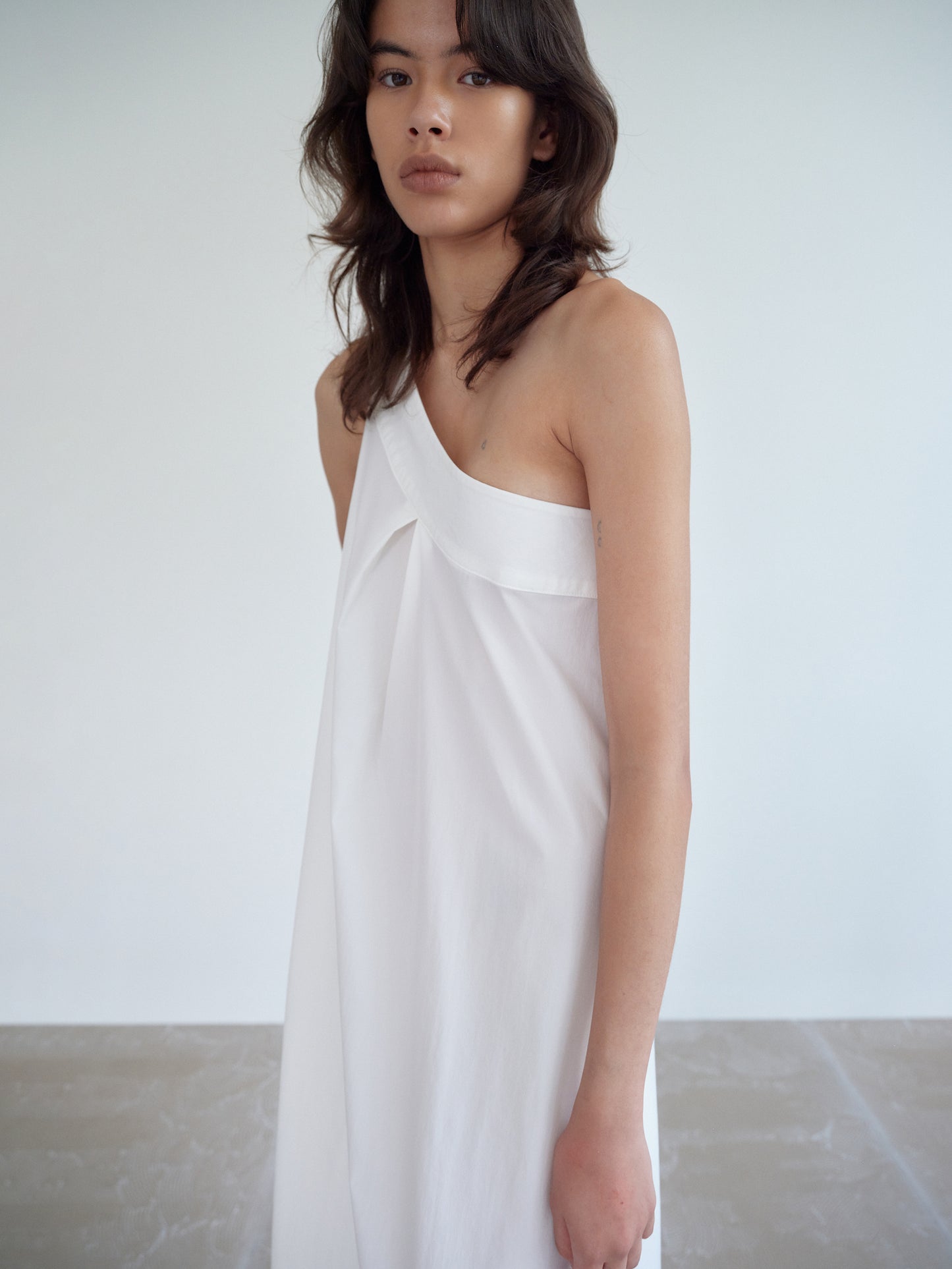 One-Shoulder Sun Dress, White