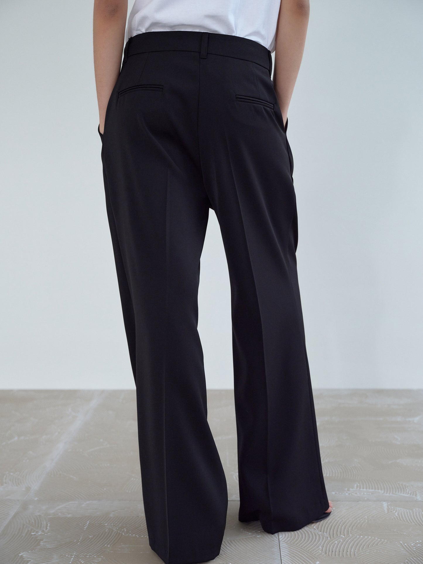 Pintuck Tailored Trousers, Black