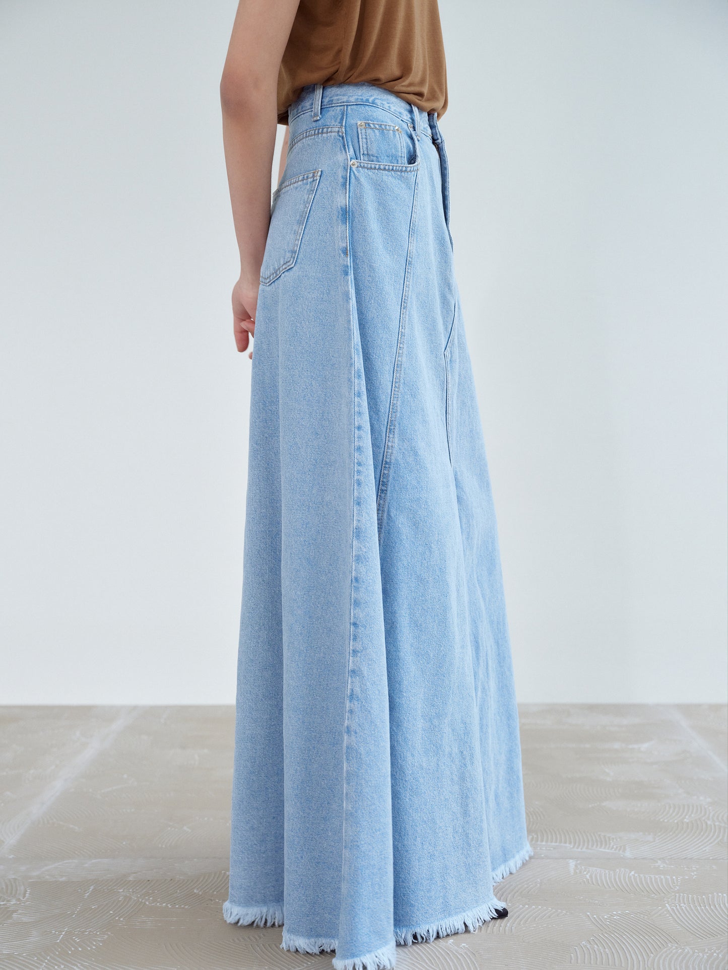 Maxi Denim Skirt, Light Stone Washed