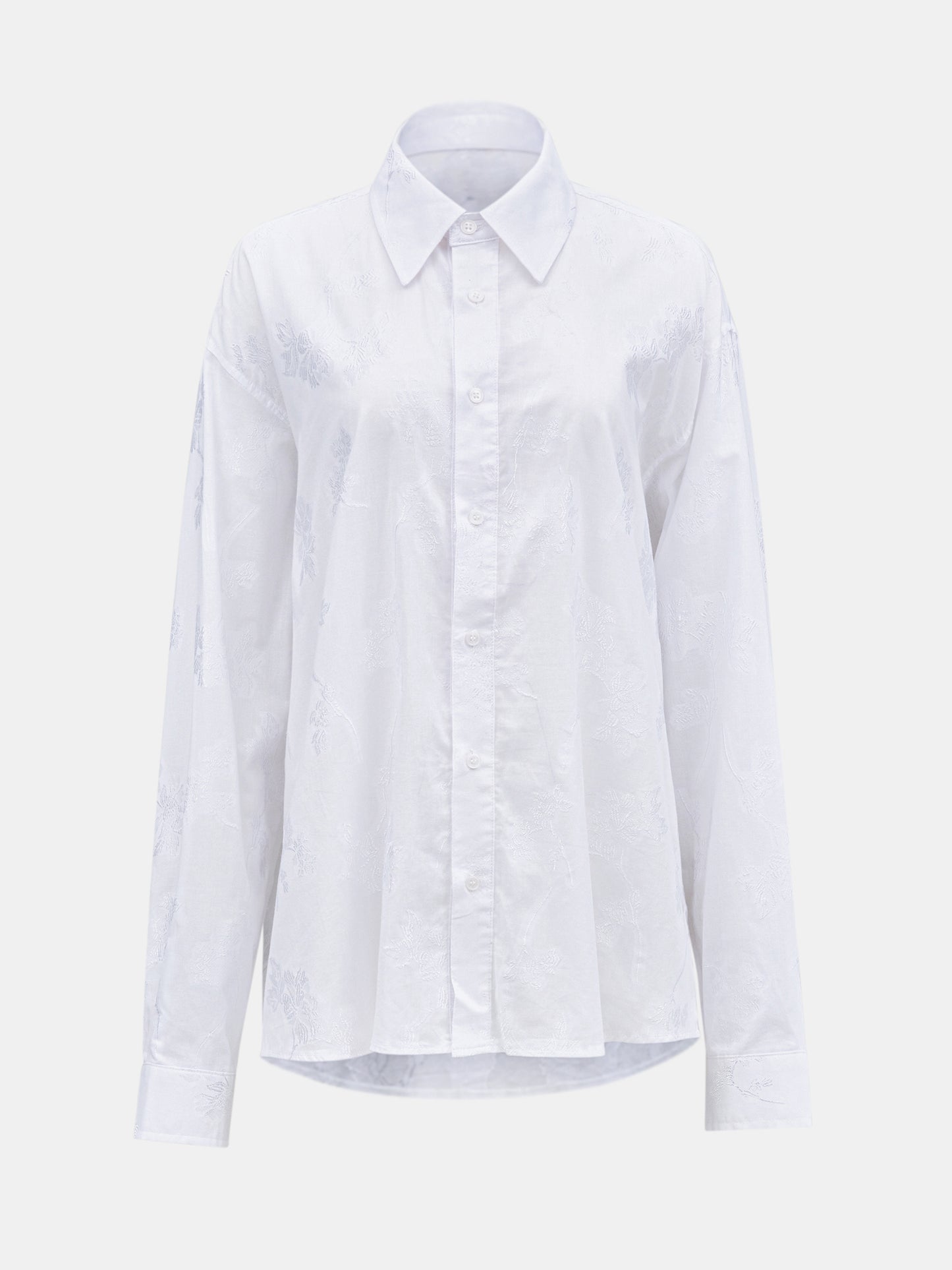 Boyfriend Jacquard Shirt, White