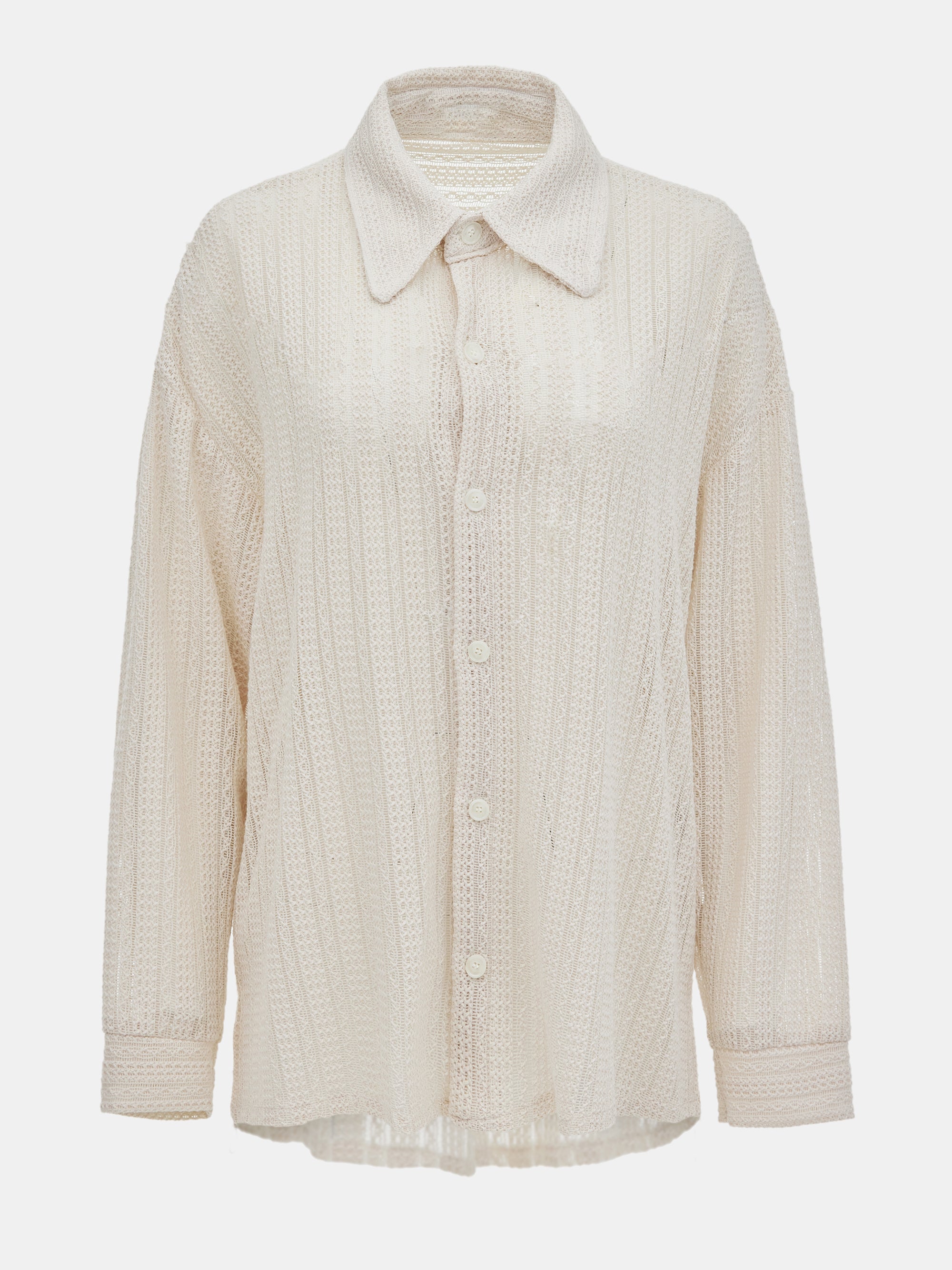 Pointelle Oversized Button Down Shirt, Ivory – SourceUnknown
