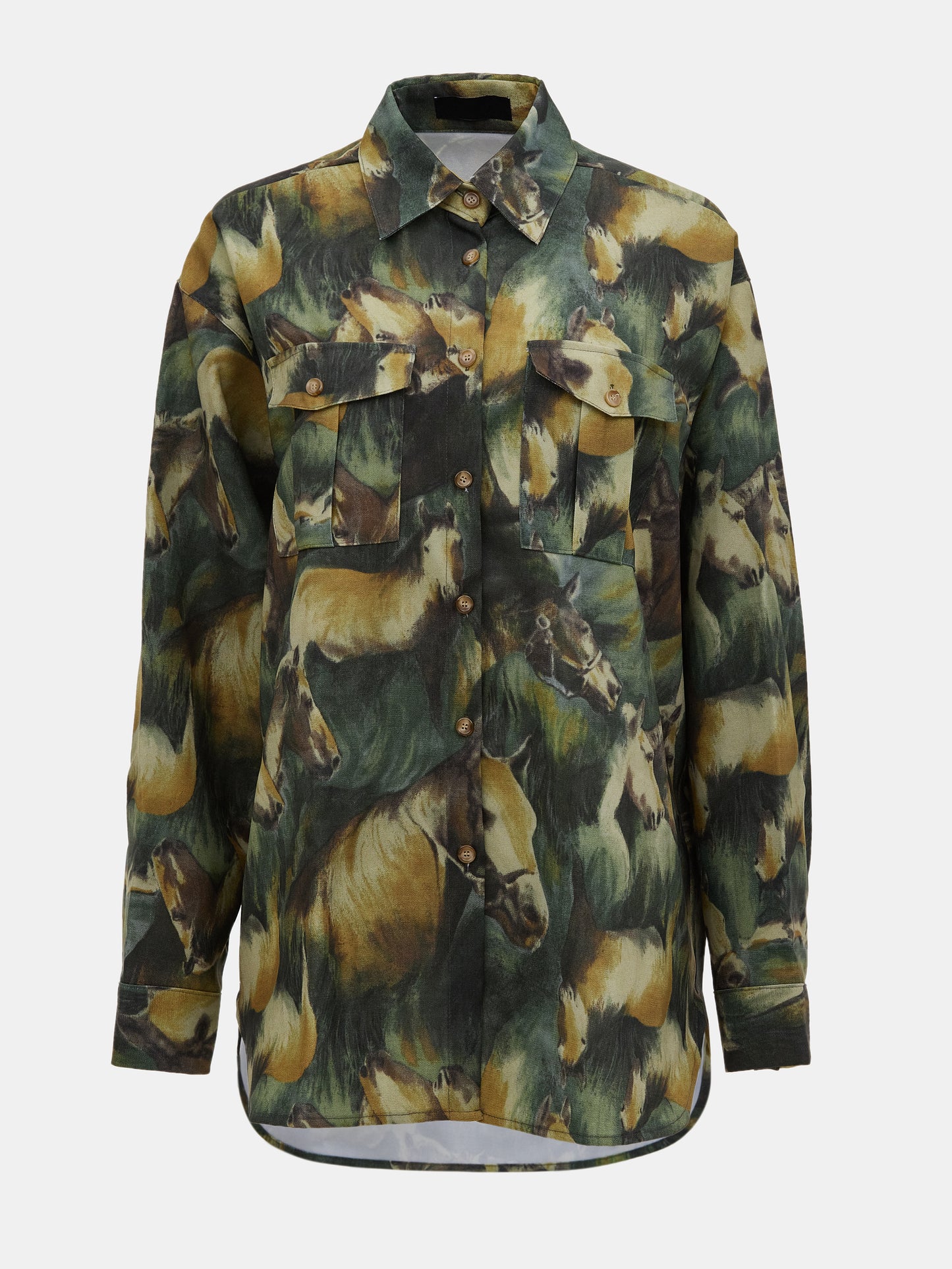 Horse Print Shirt, Multi Green
