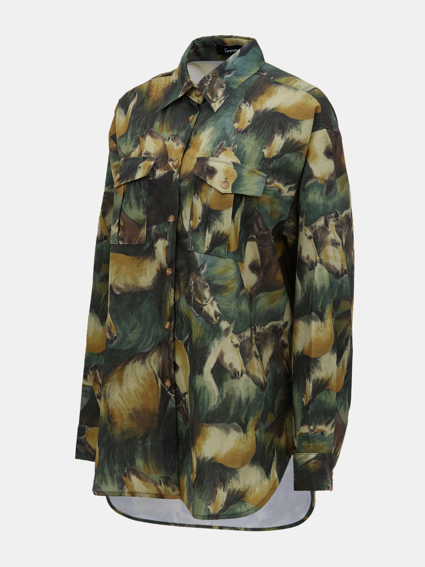 Horse Print Shirt, Multi Green