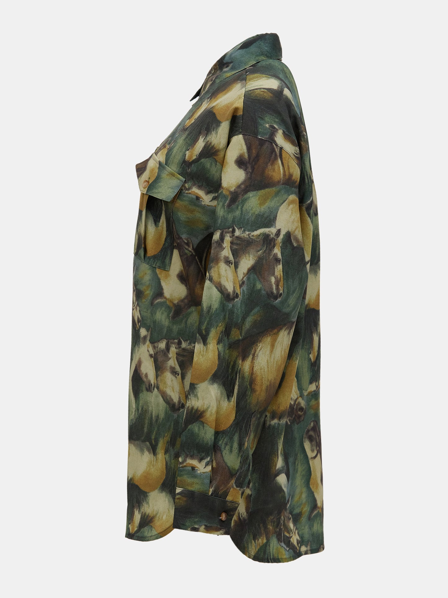 Horse Print Shirt, Multi Green