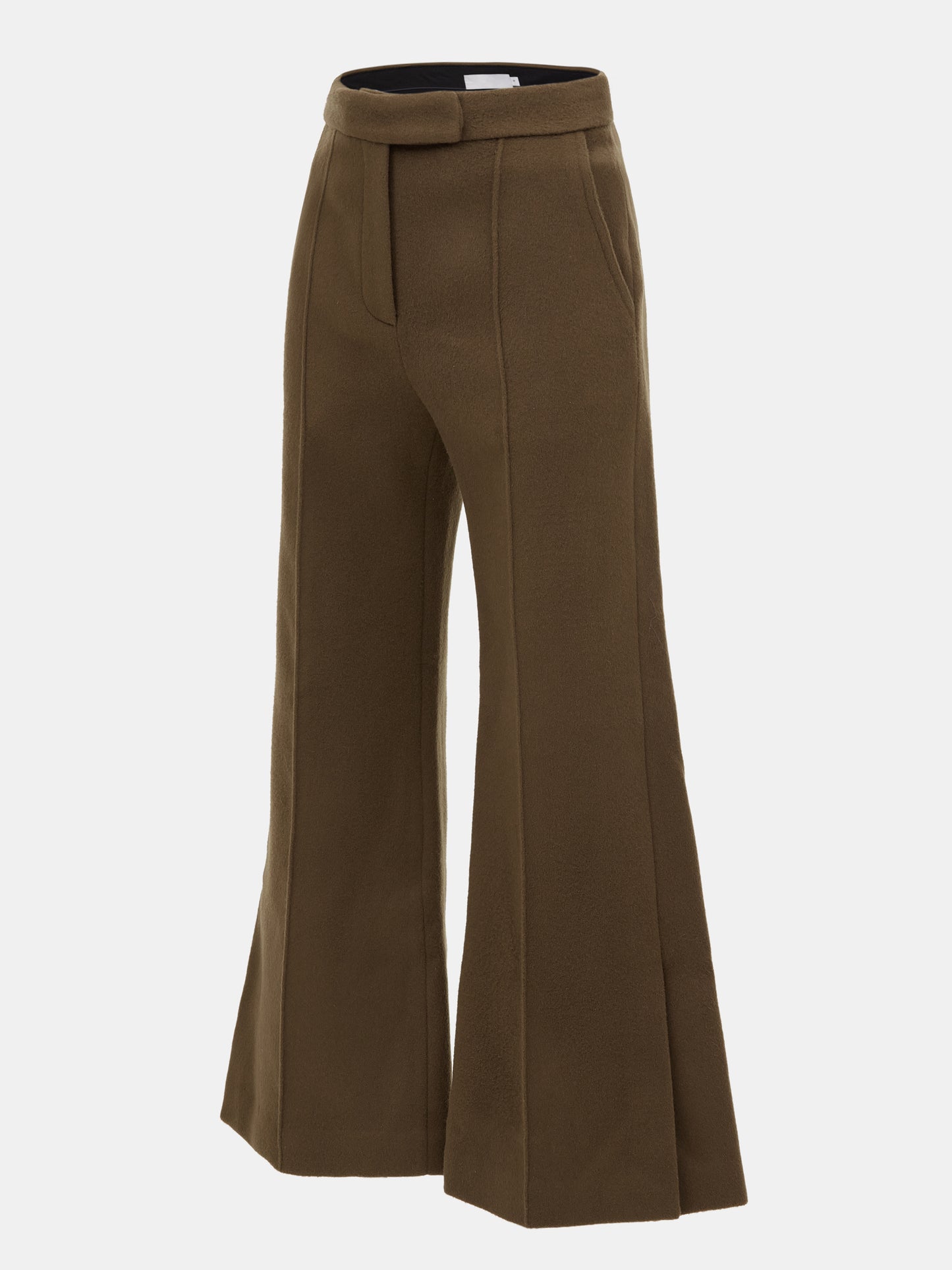 Brushed Wool-Cashmere Flare Trousers, Brindle