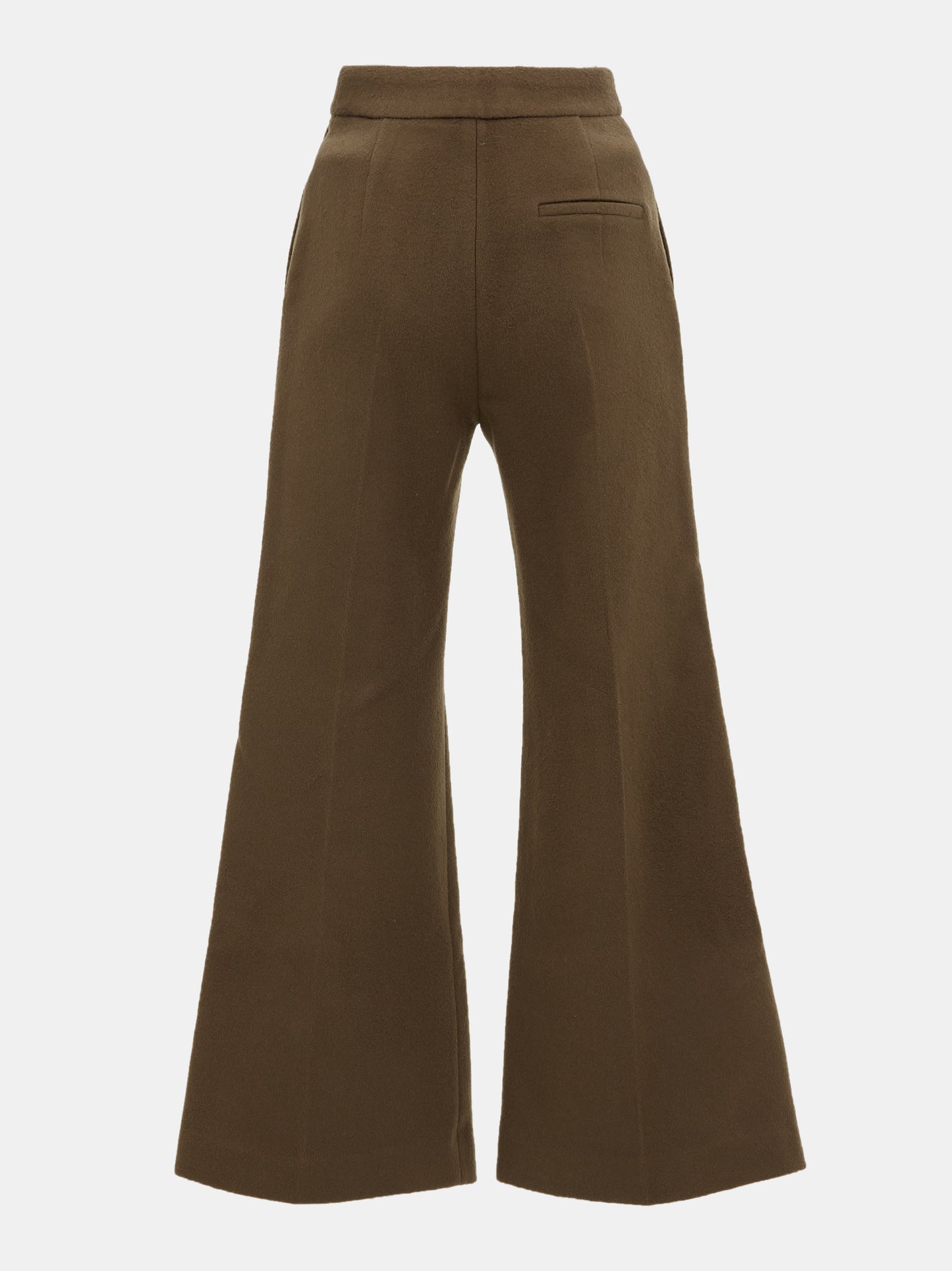 Brushed Wool-Cashmere Flare Trousers, Brindle