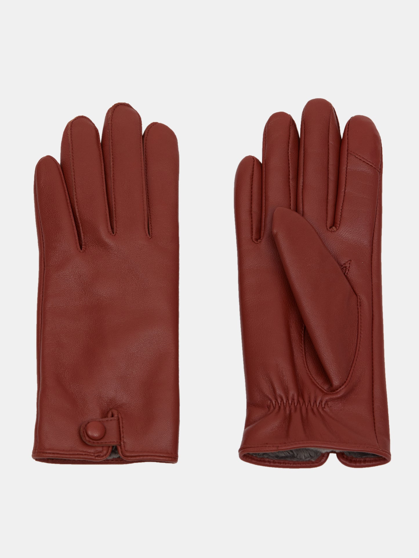 Lambskin Button Leather Gloves, Garnet