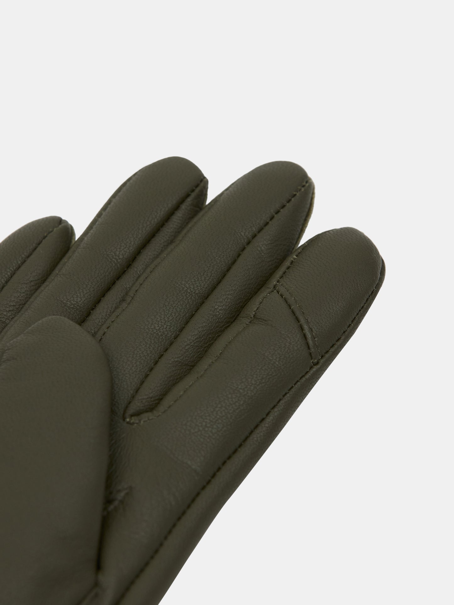 Lambskin Button Leather Gloves, Seaweed