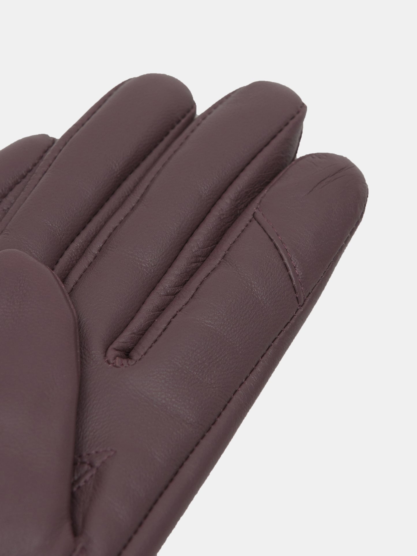 Lambskin Button Leather Gloves, Dark Mauve