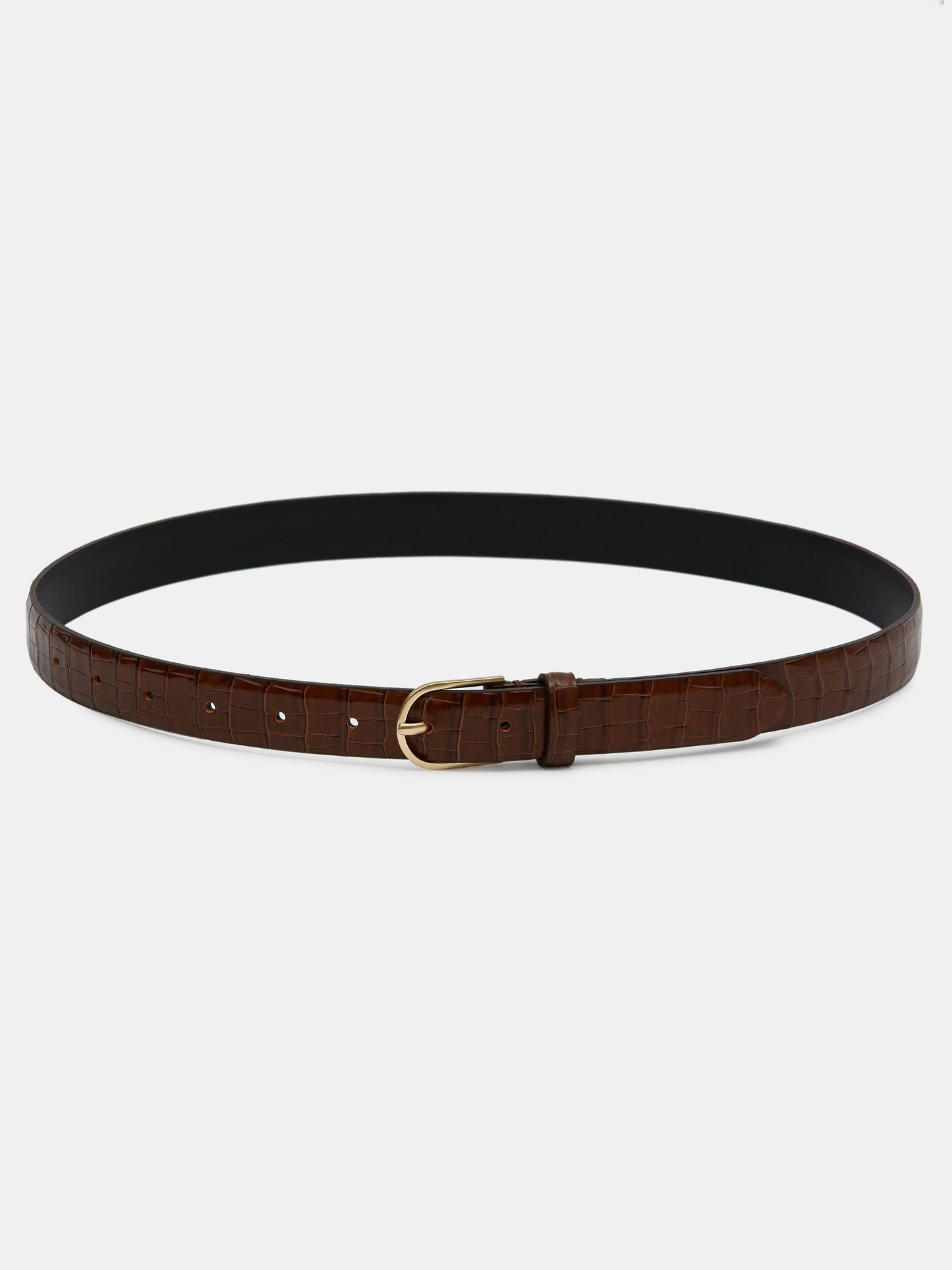 Croc-Effect Belt, Brown